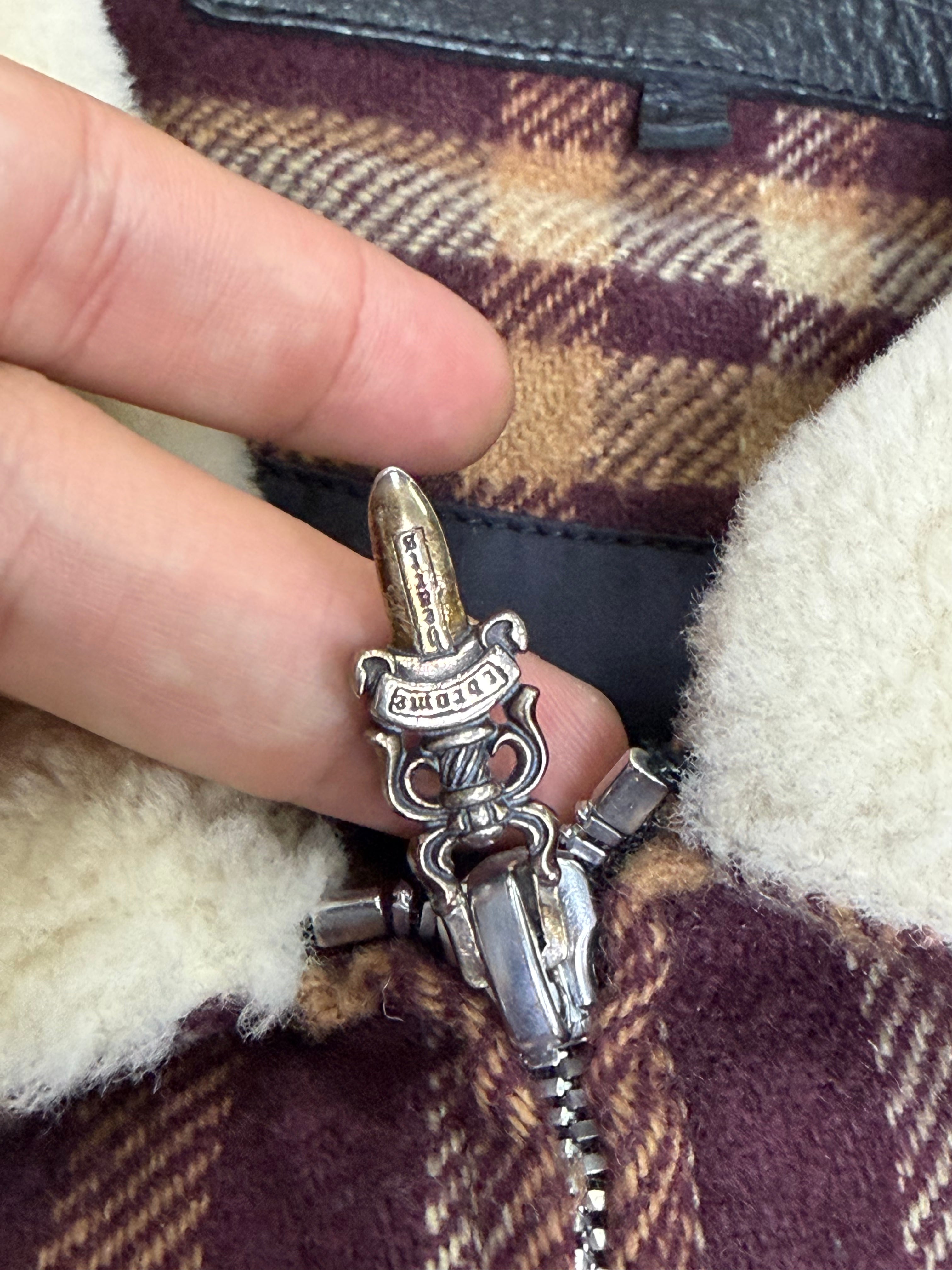 Chrome  Hearts Burgundy Sherpa Fleece Jacket