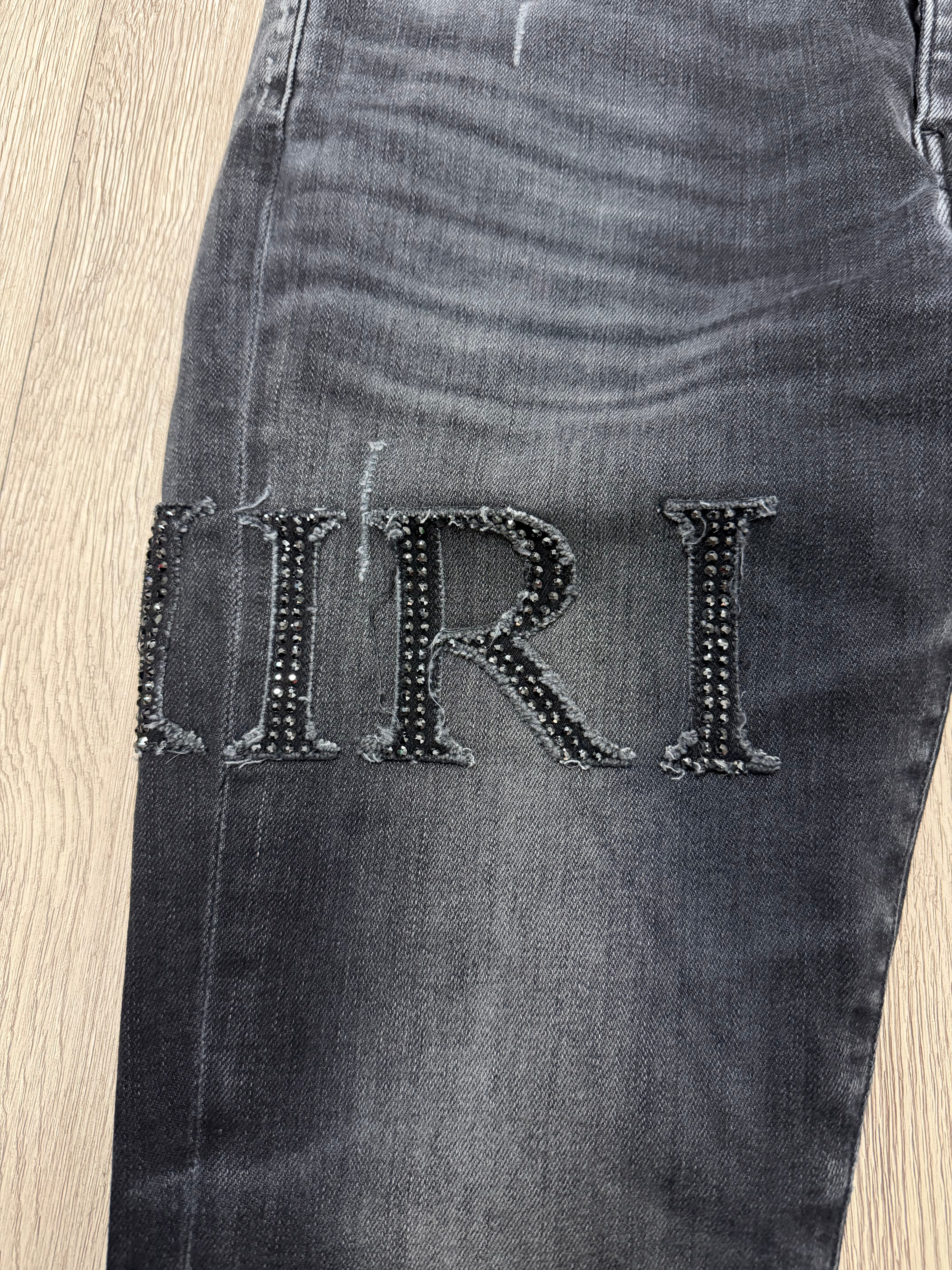 Amiri Black Crystal Side Logo Jeans