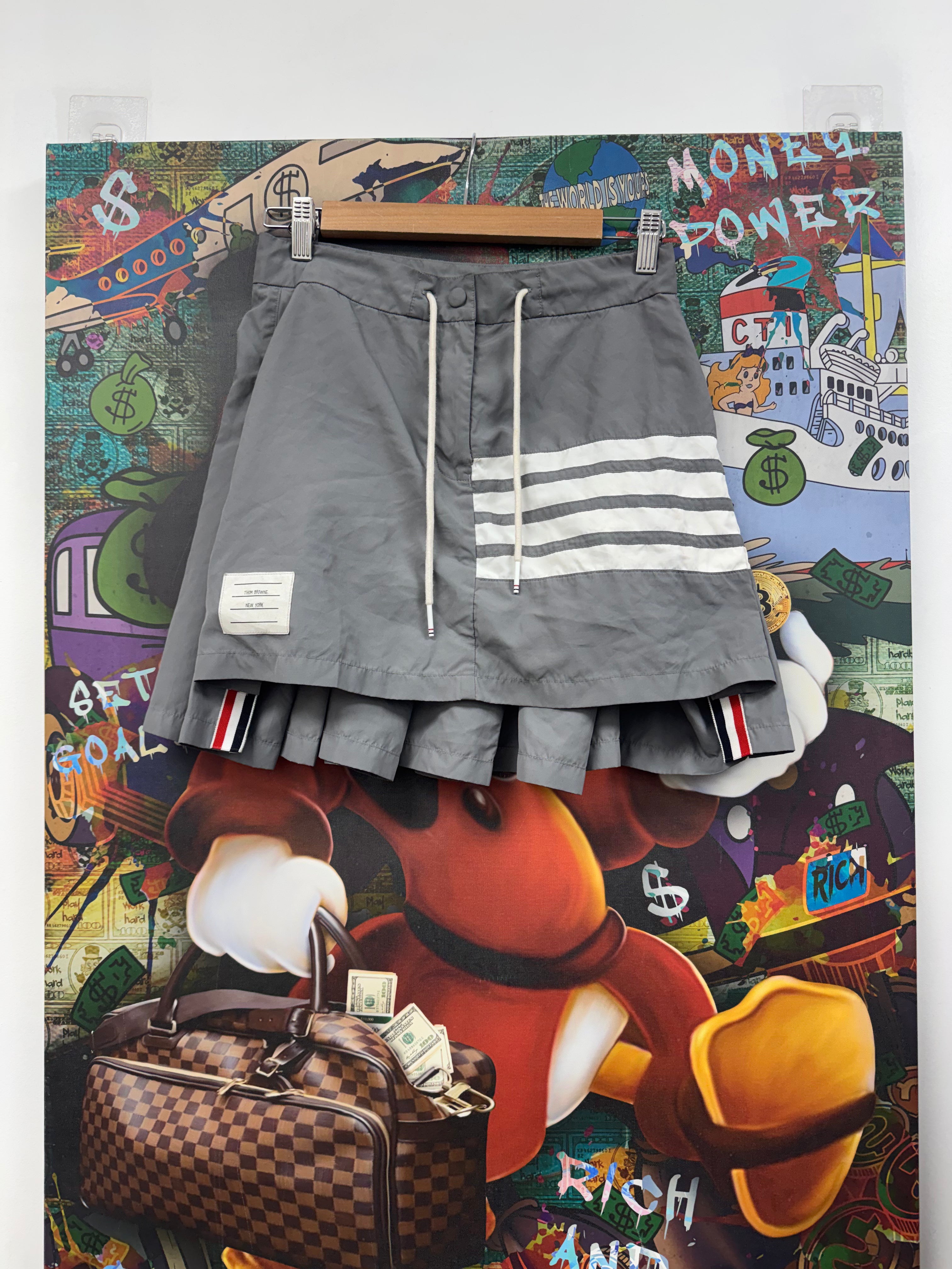 Thom Browne Grey 4 Bar Nylon Skirt