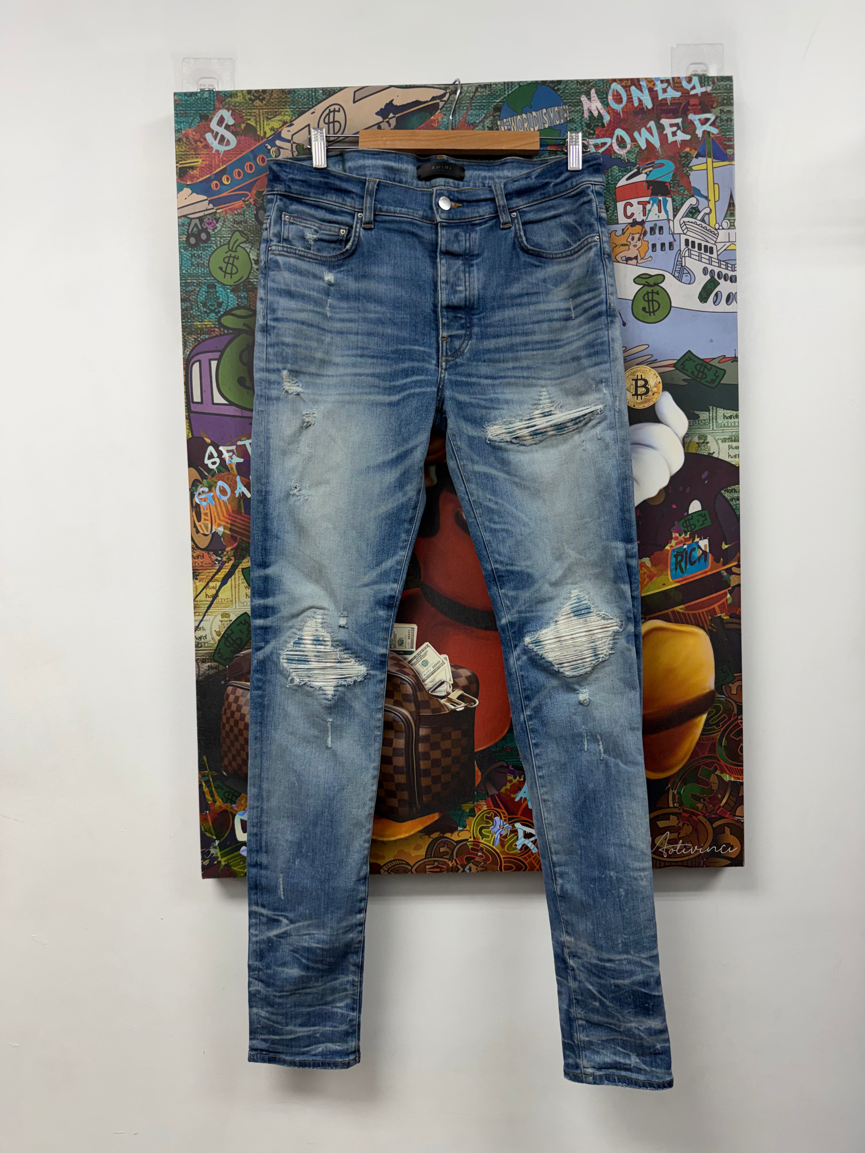 Amiri MX1 Light Wash Honey Comb Jeans
