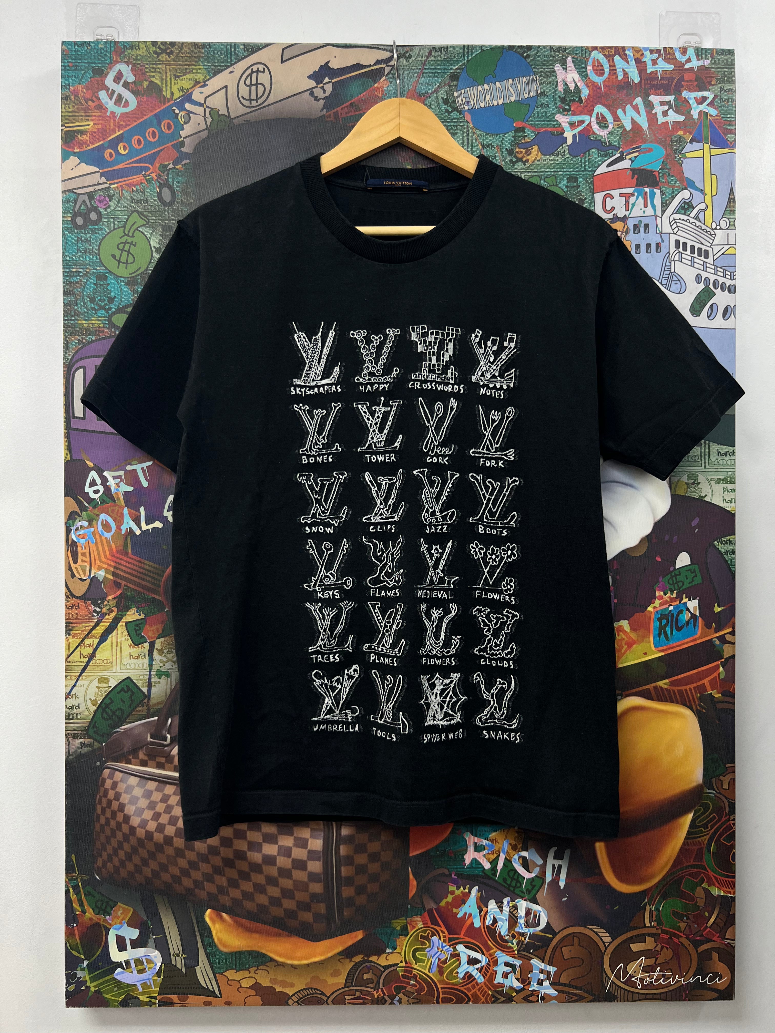 LV Black White Alphabet Tee