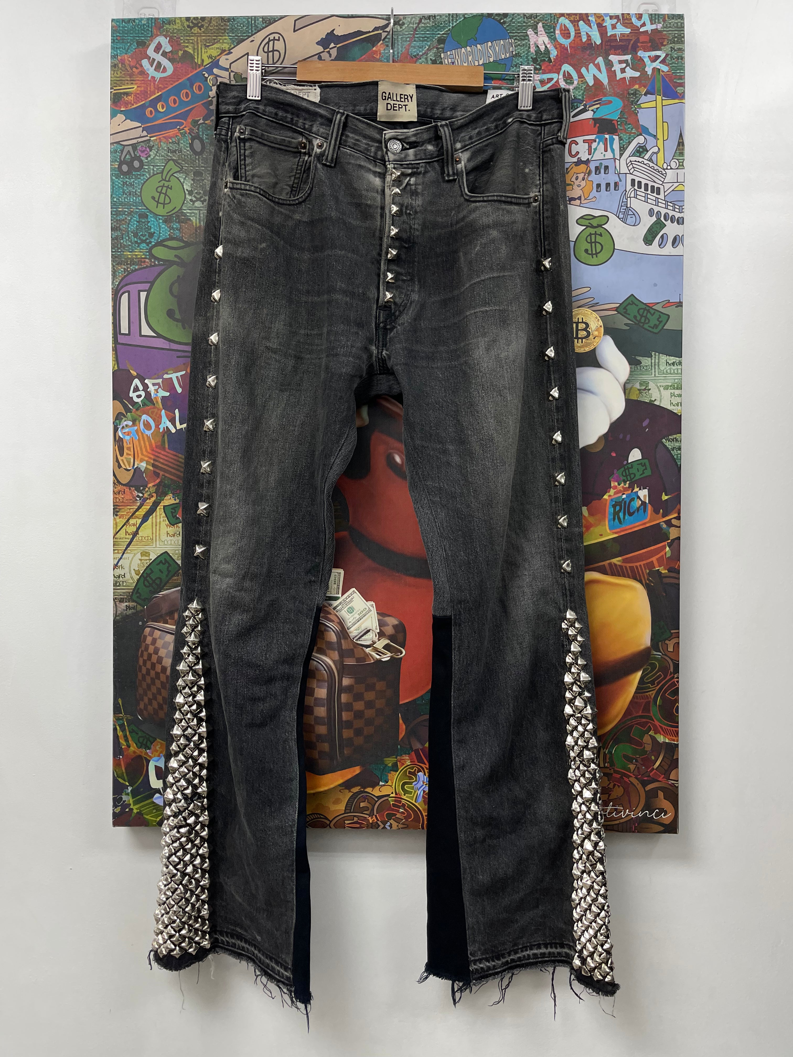 Gallery Dept Black Wash Studded Flare Jeans