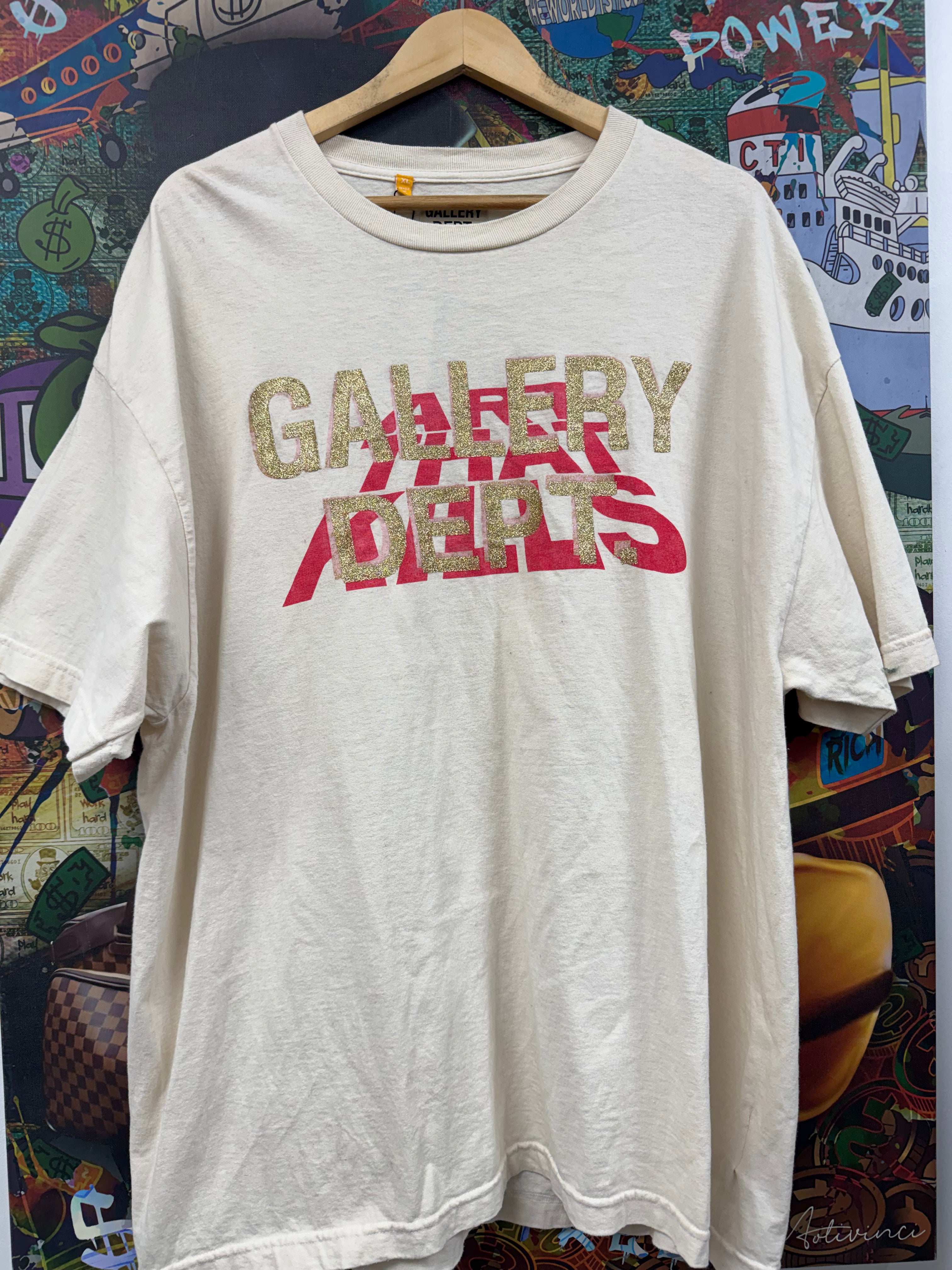 Gallery Dept Cream Red ATK Glitter Tee