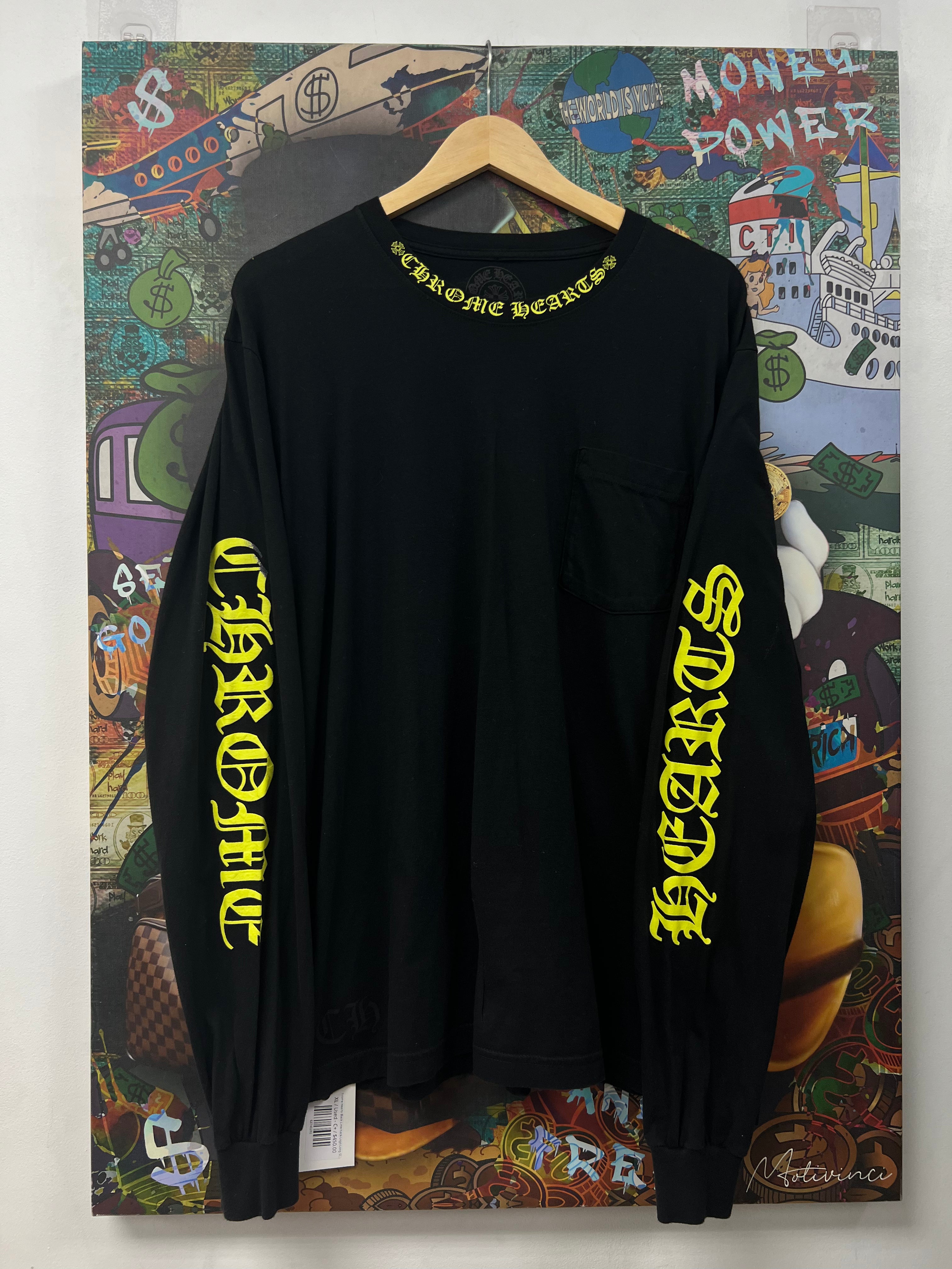 Chrome Hearts Black Lime Neck Logo Long Sleeve