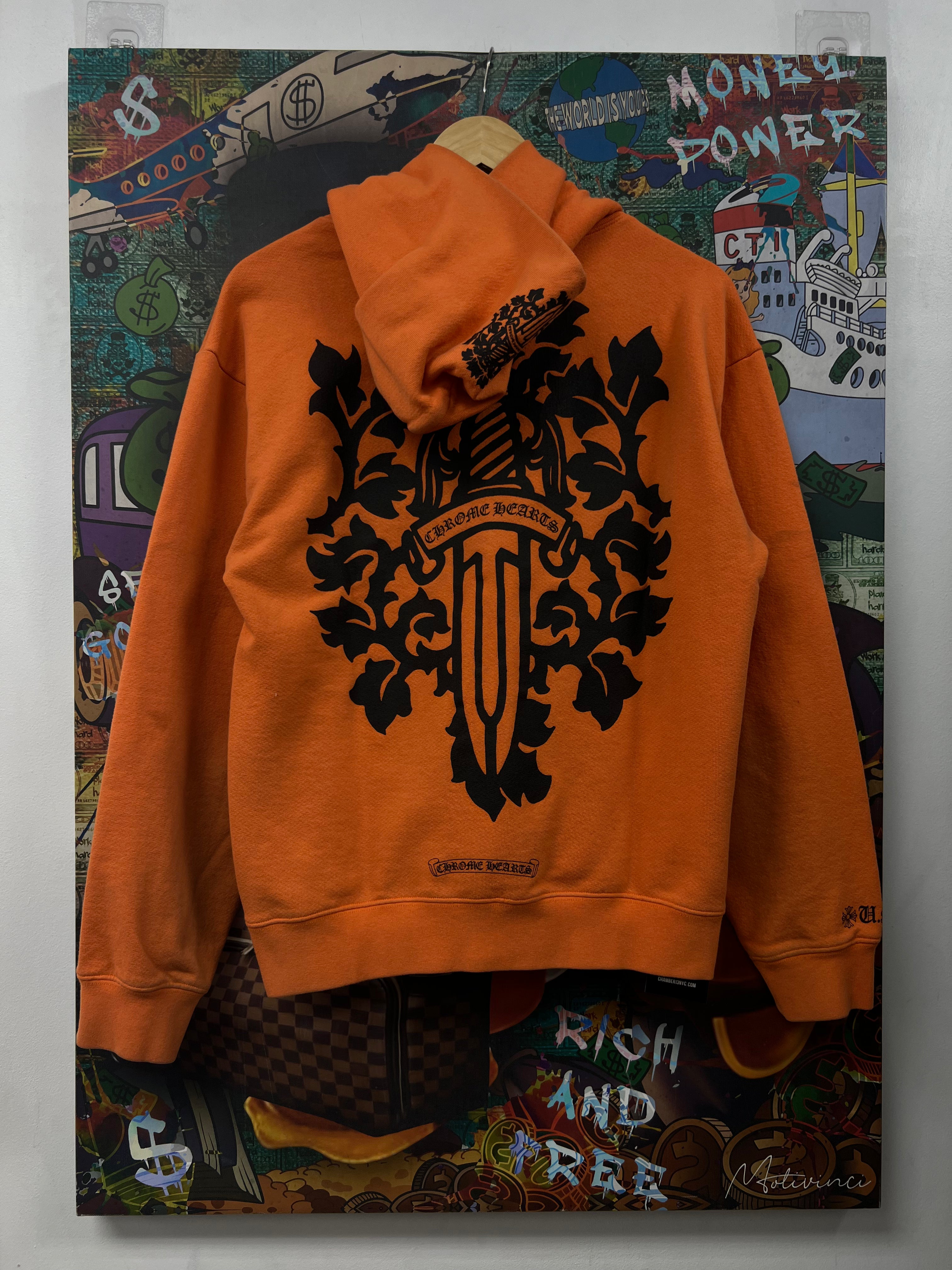 Chrome Hearts Orange Black Sunny D Vine Dagger Hoodie