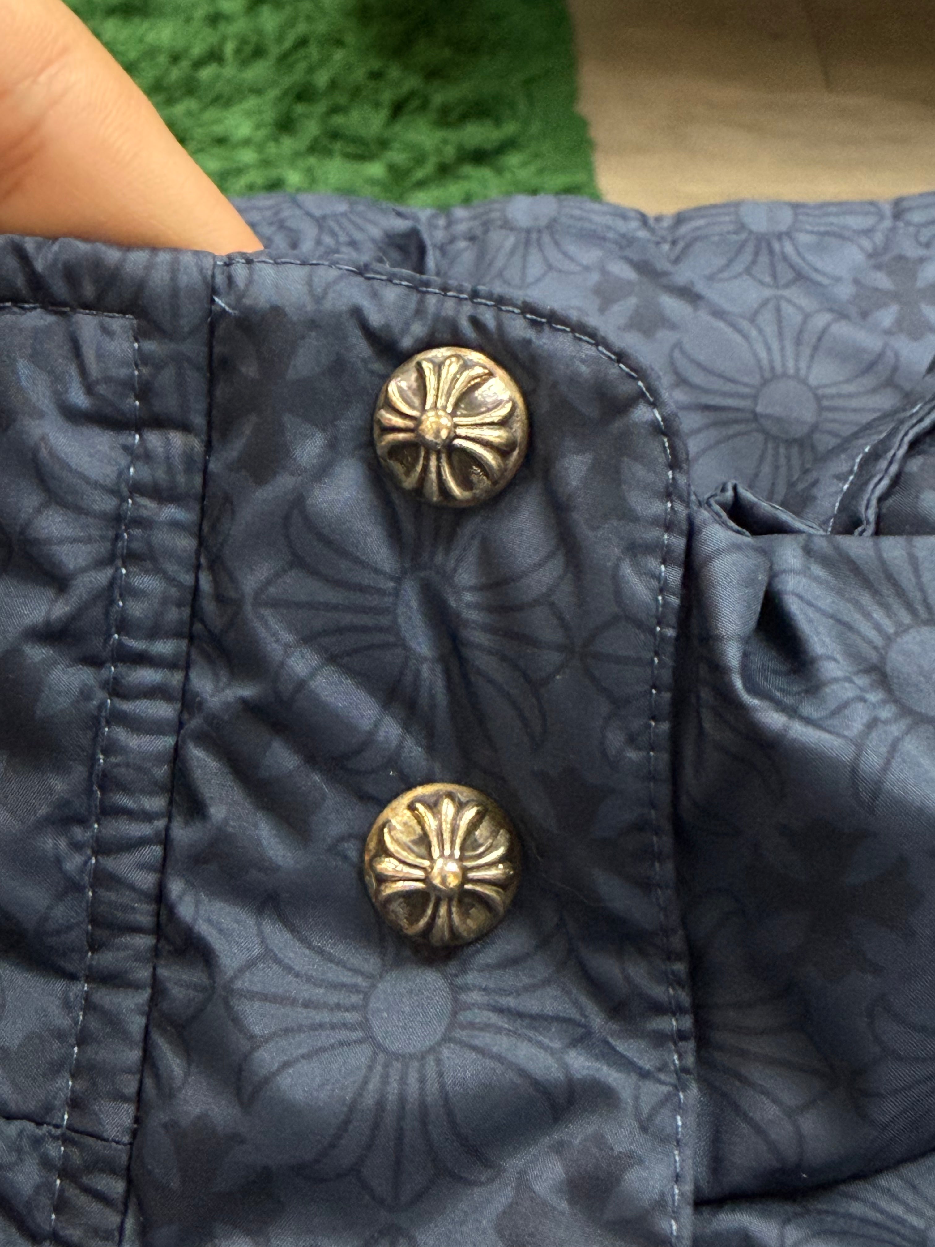 Chrome Hearts Navy Monogram Cropped (Women's) Puffer Jacket