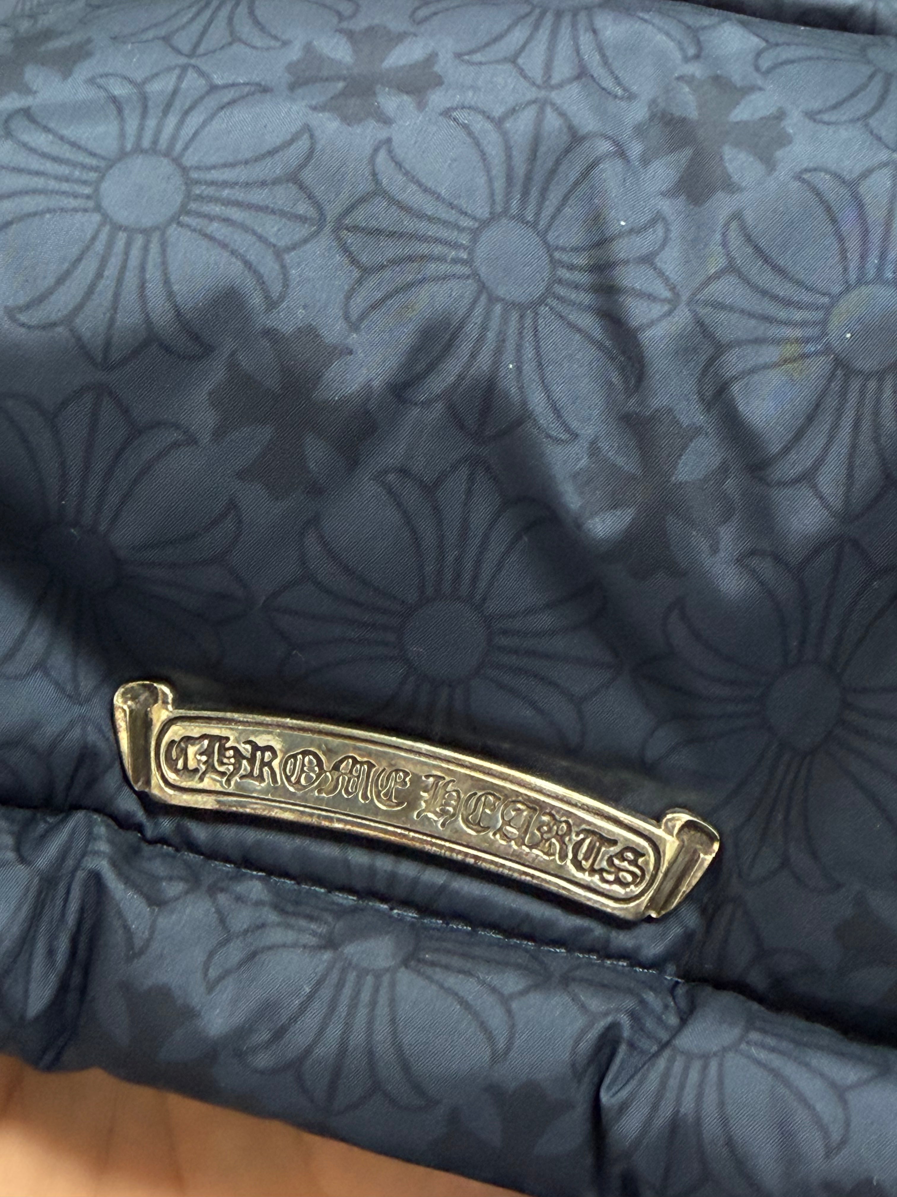 Chrome Hearts Navy Monogram Cropped (Women's) Puffer Jacket