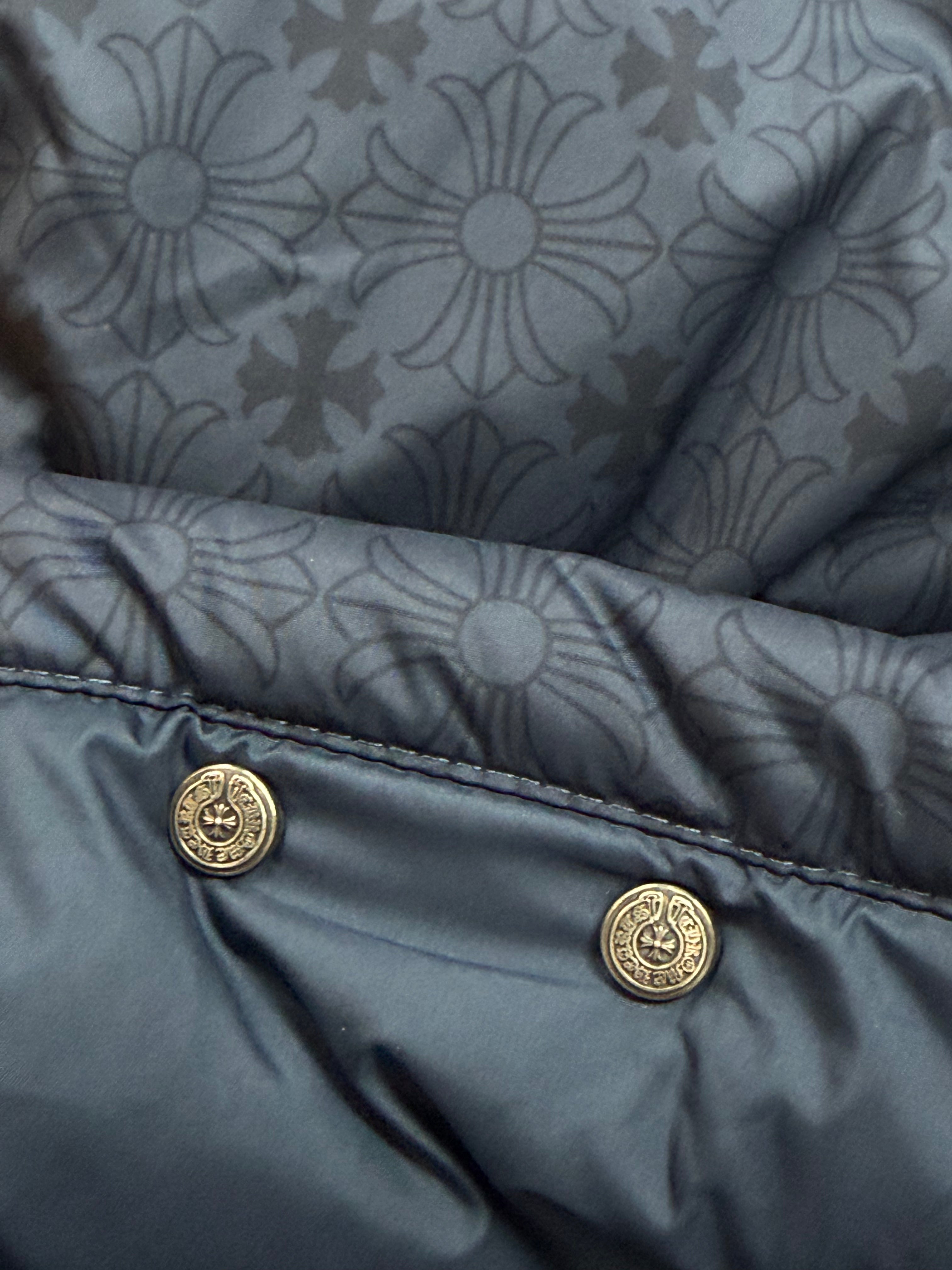 Chrome Hearts Navy Monogram Cropped (Women's) Puffer Jacket