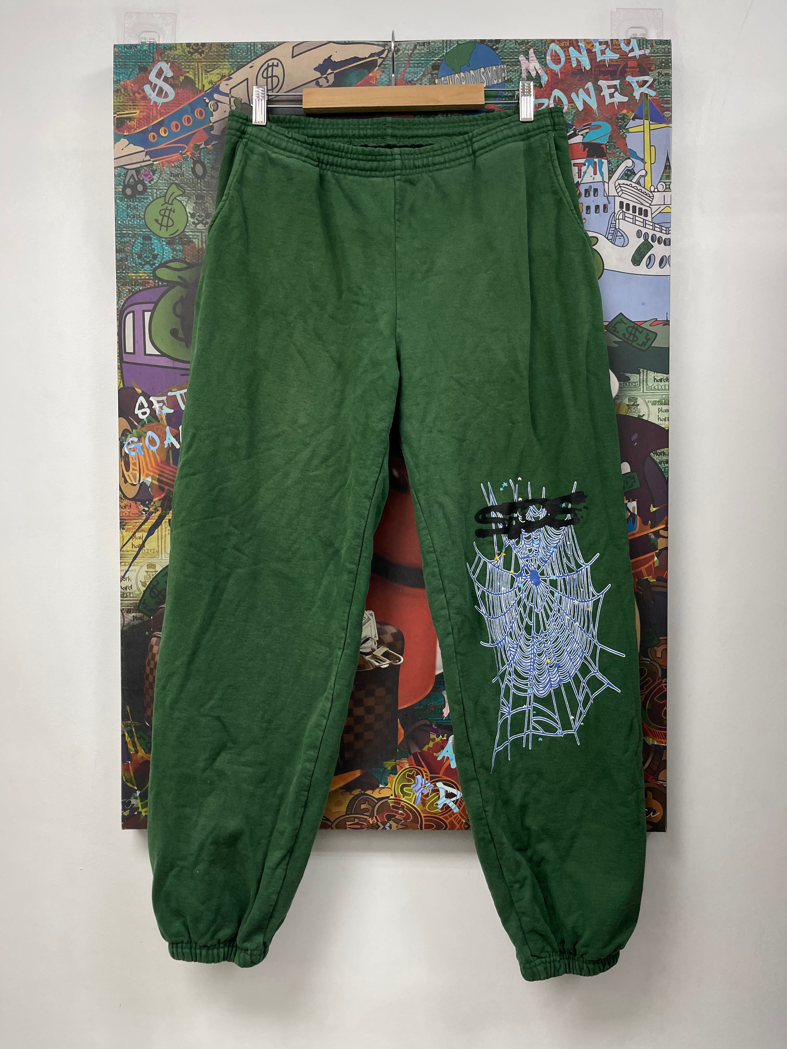 Sp5der Green Web Sweats