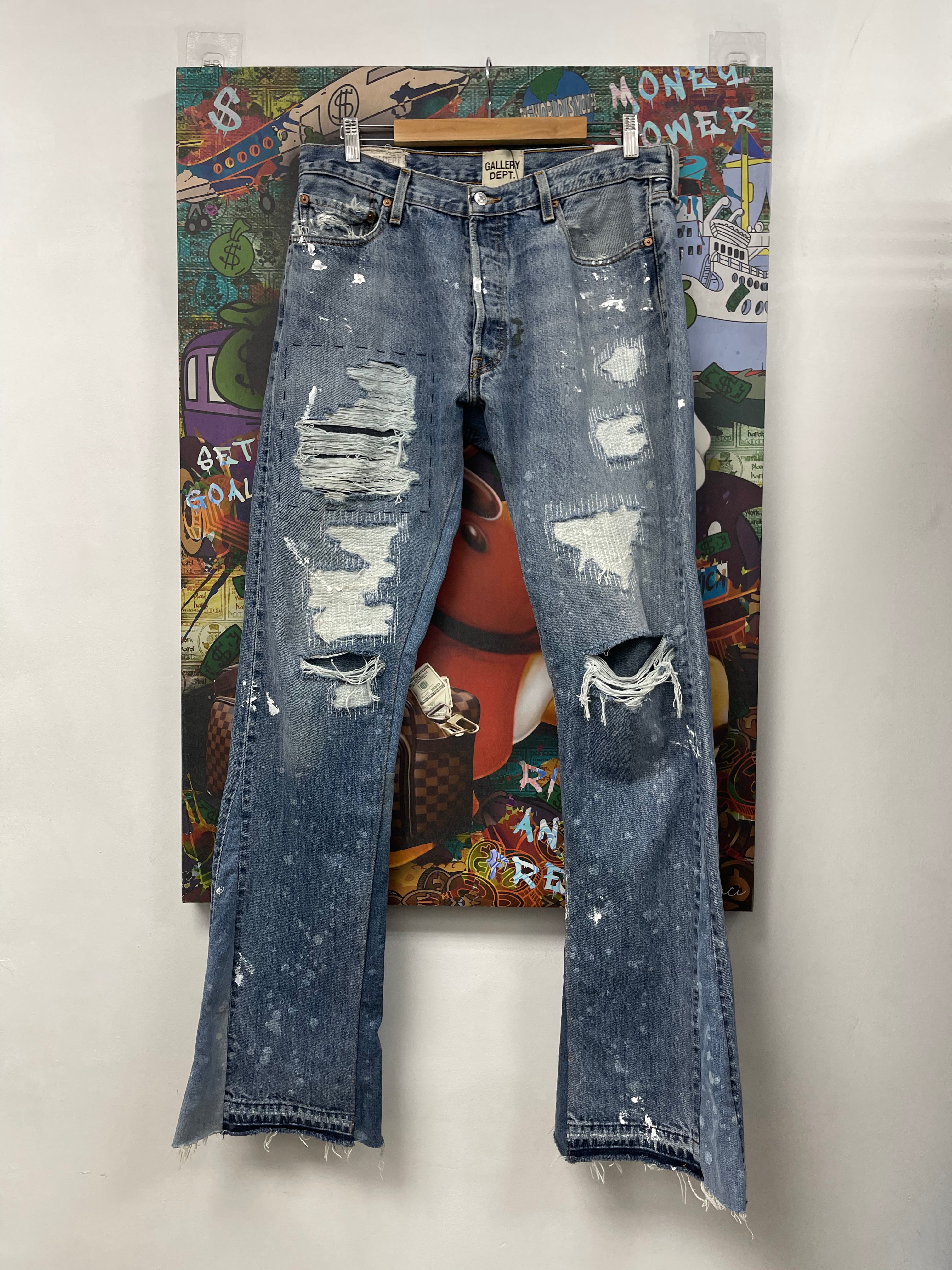 Gallery Dept Light Wash Distressed Splatter Jeans