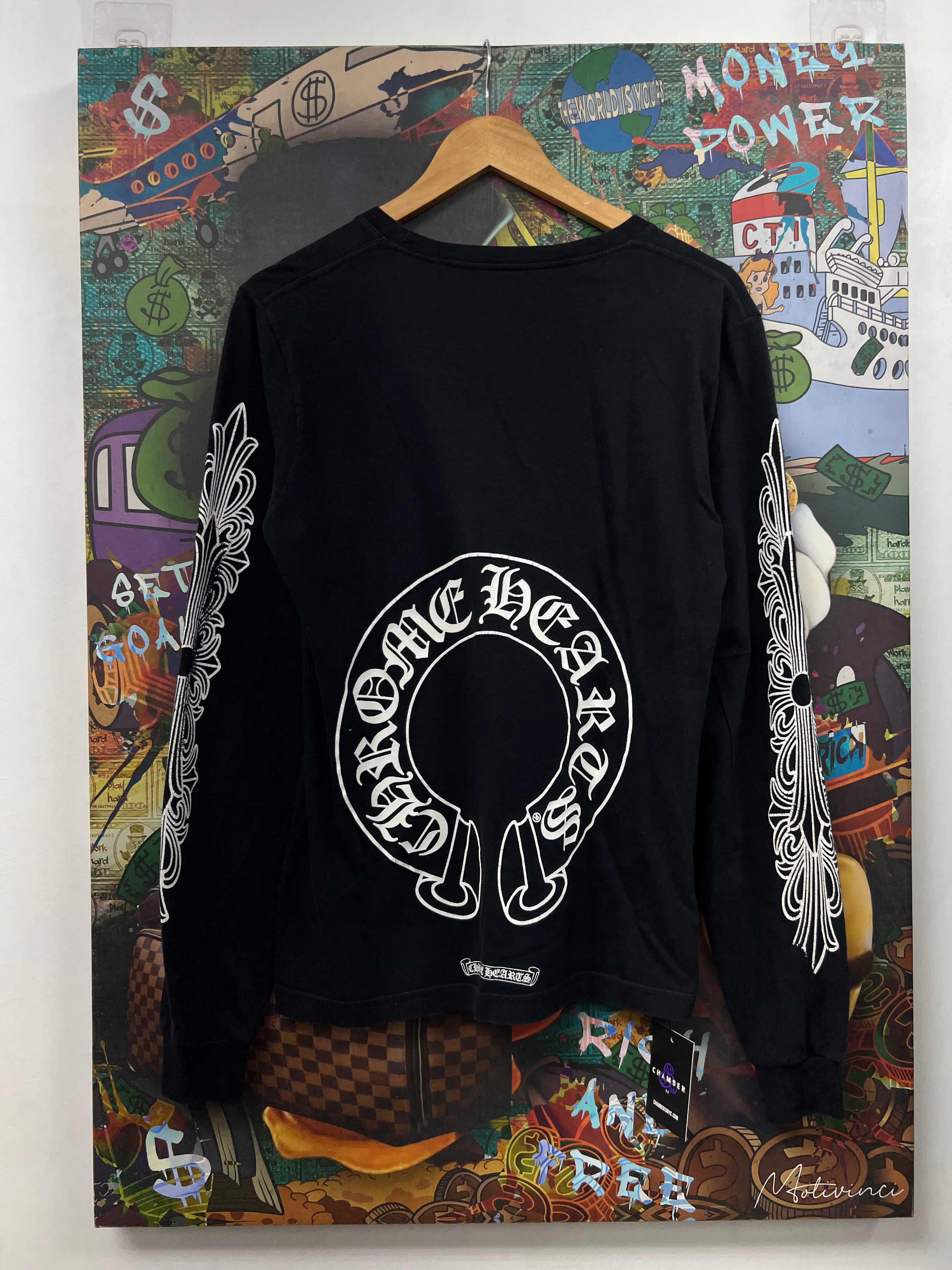Chrome Hearts Black Floral Horseshoe Long Sleeve