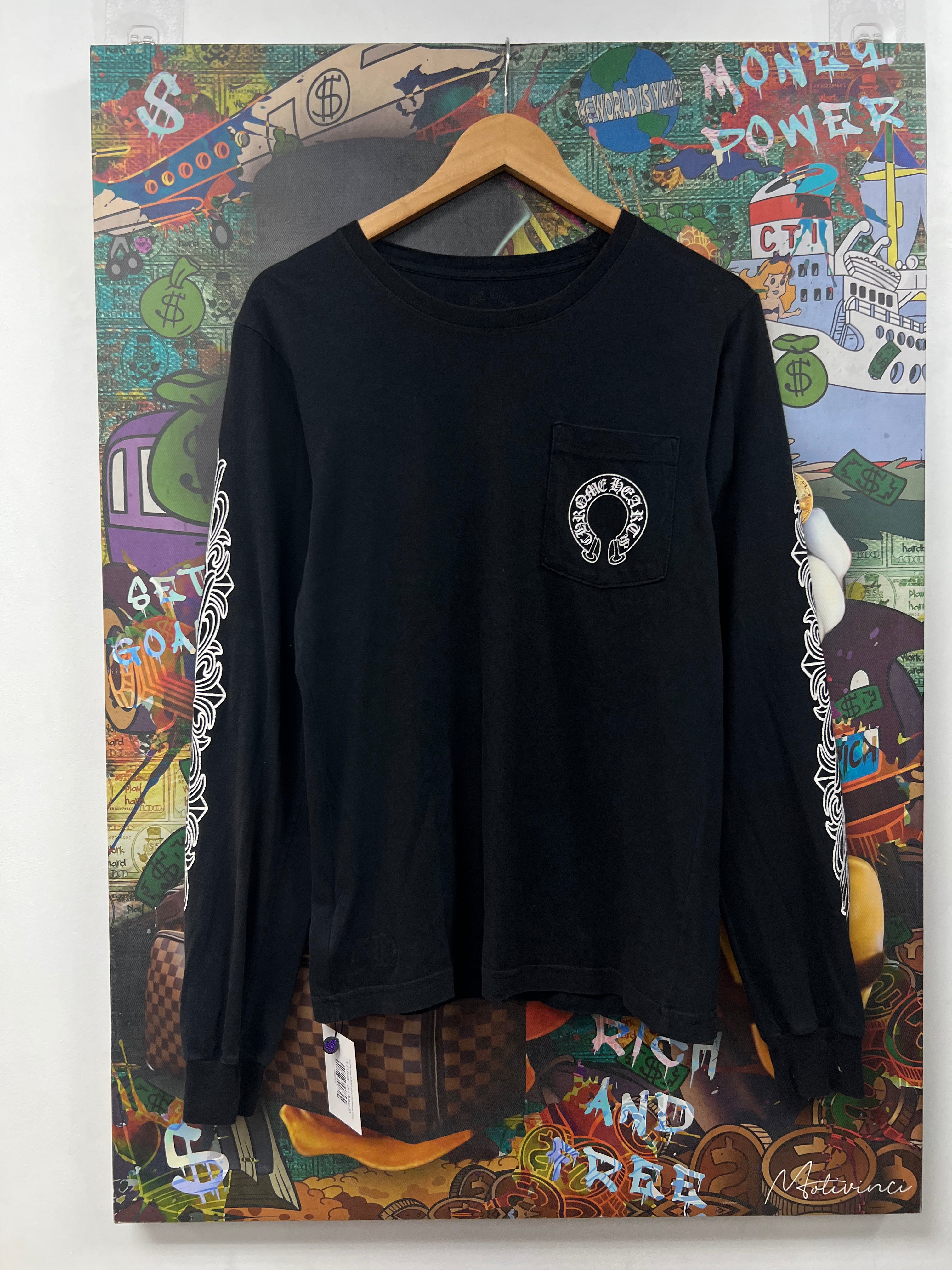 Chrome Hearts Black Floral Horseshoe Long Sleeve