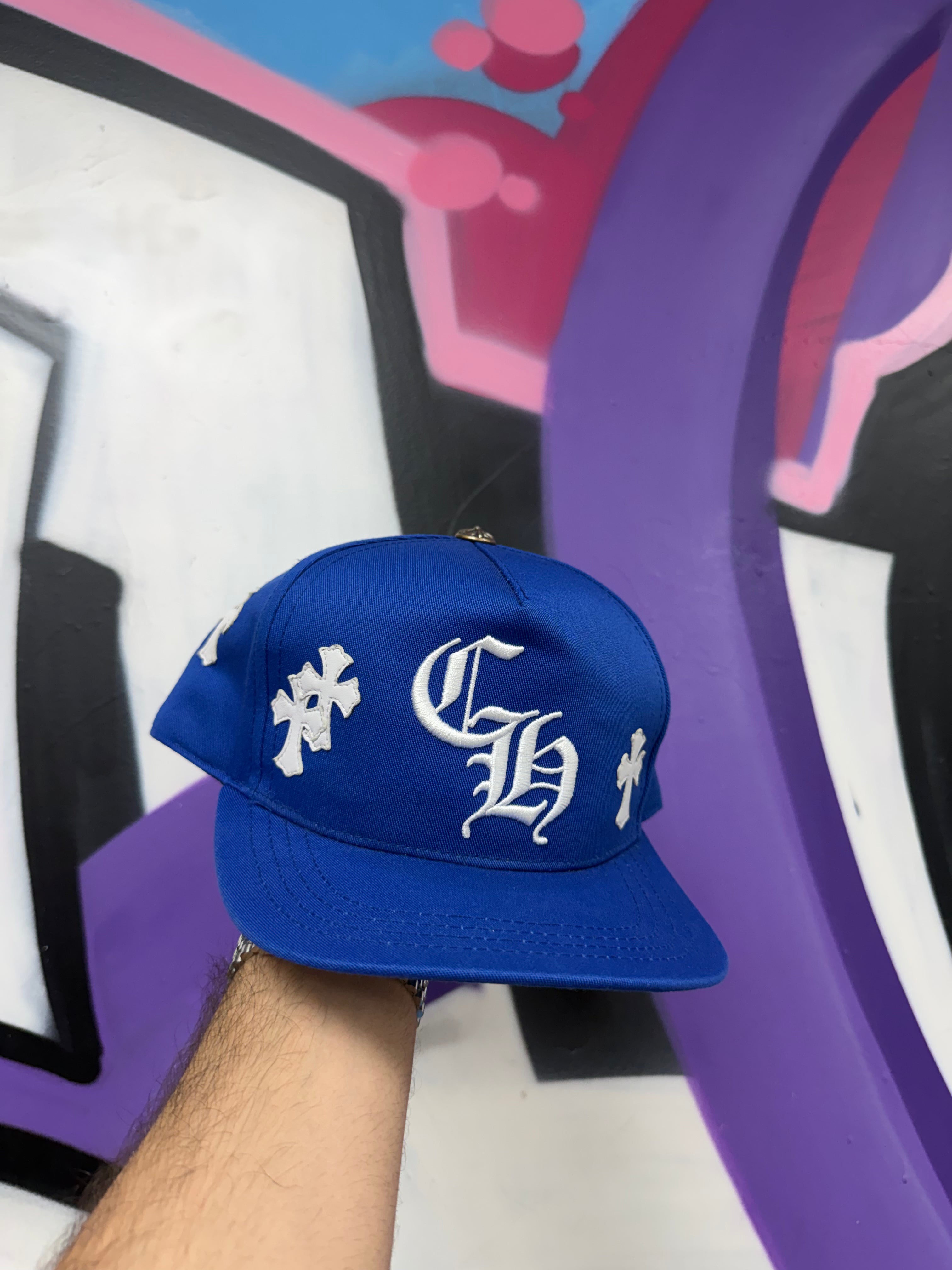 Chrome  Hearts Blue White CH Baseball Trucker Hat