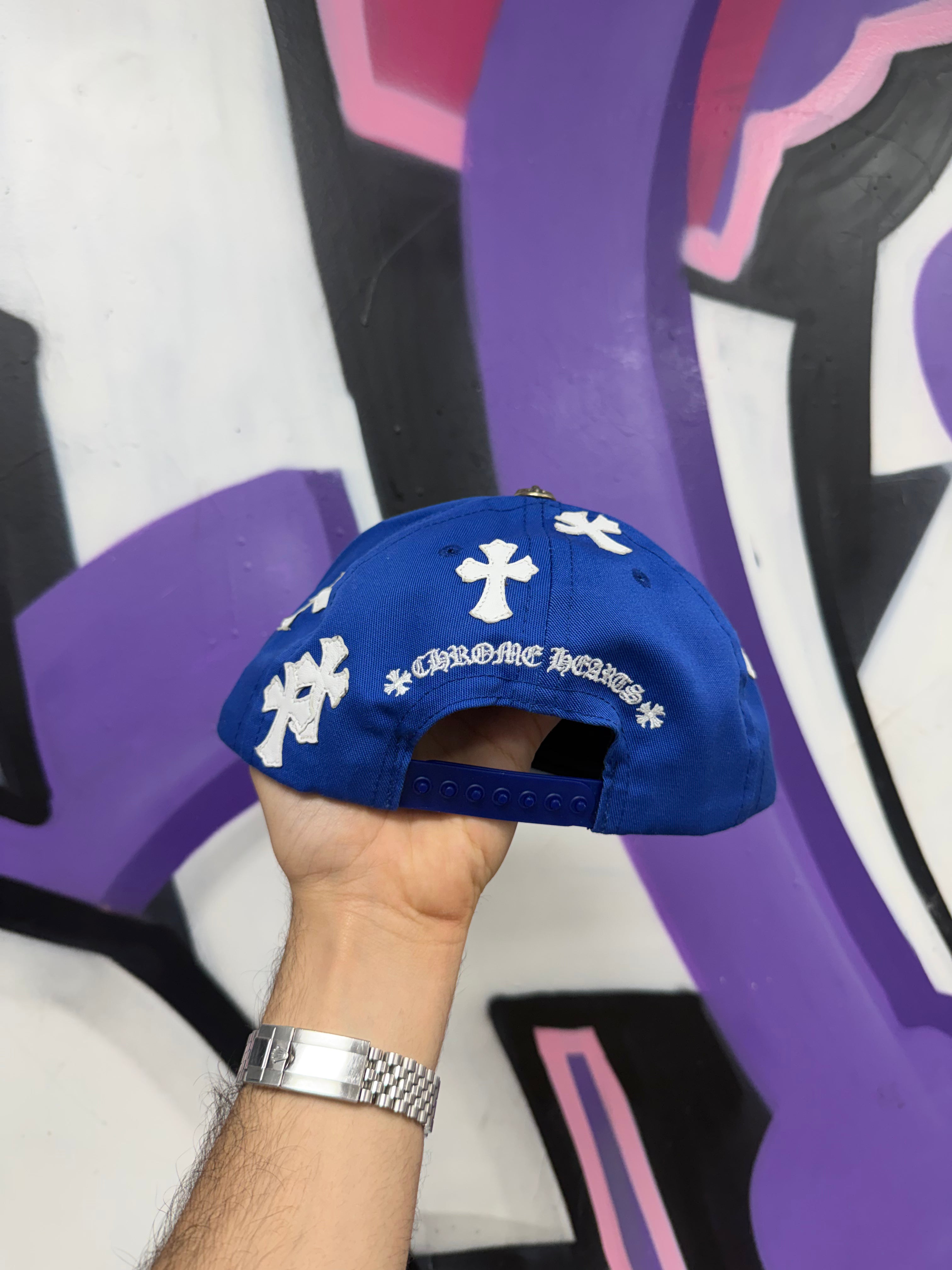 Chrome  Hearts Blue White CH Baseball Trucker Hat