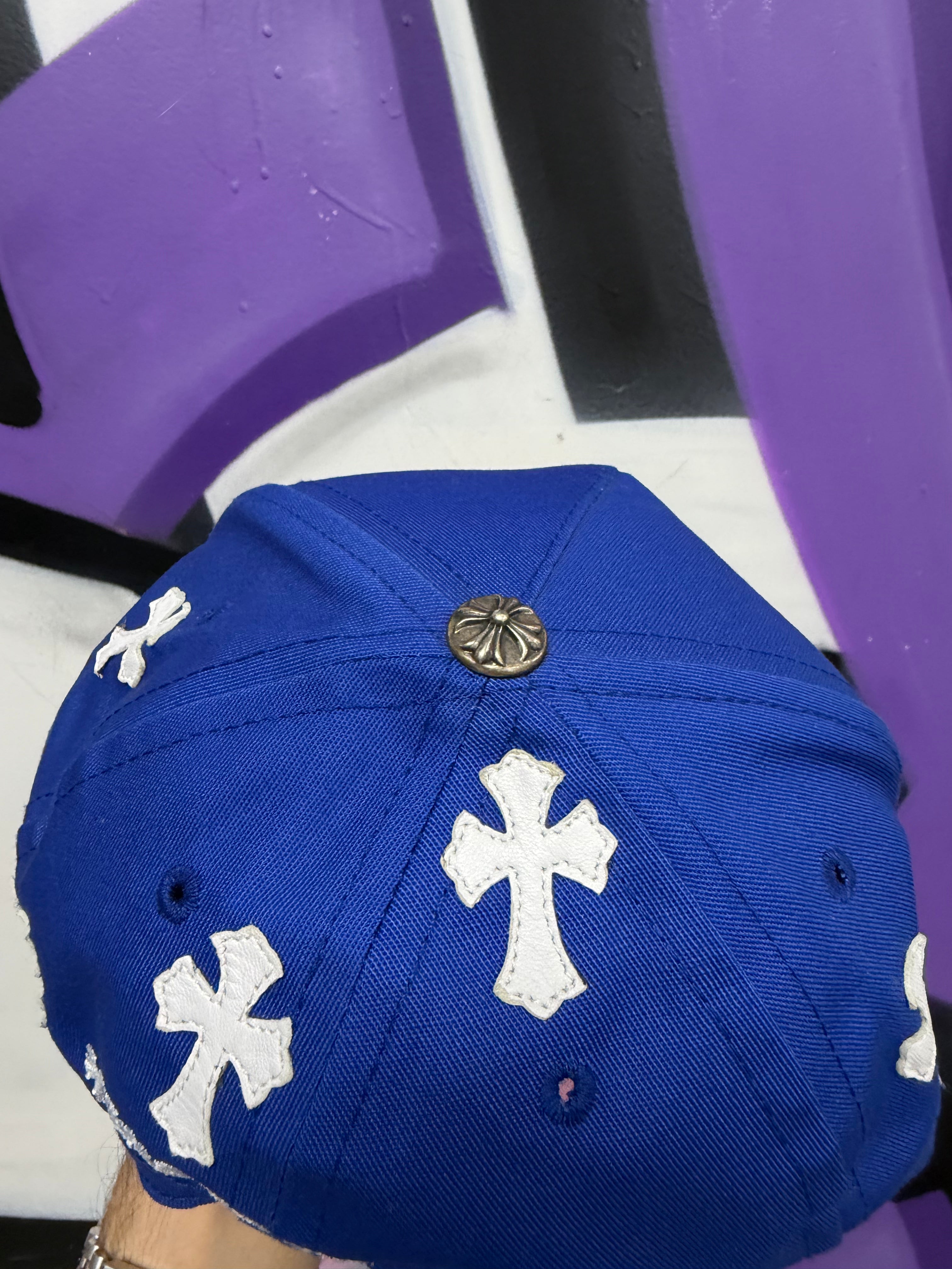 Chrome  Hearts Blue White CH Baseball Trucker Hat