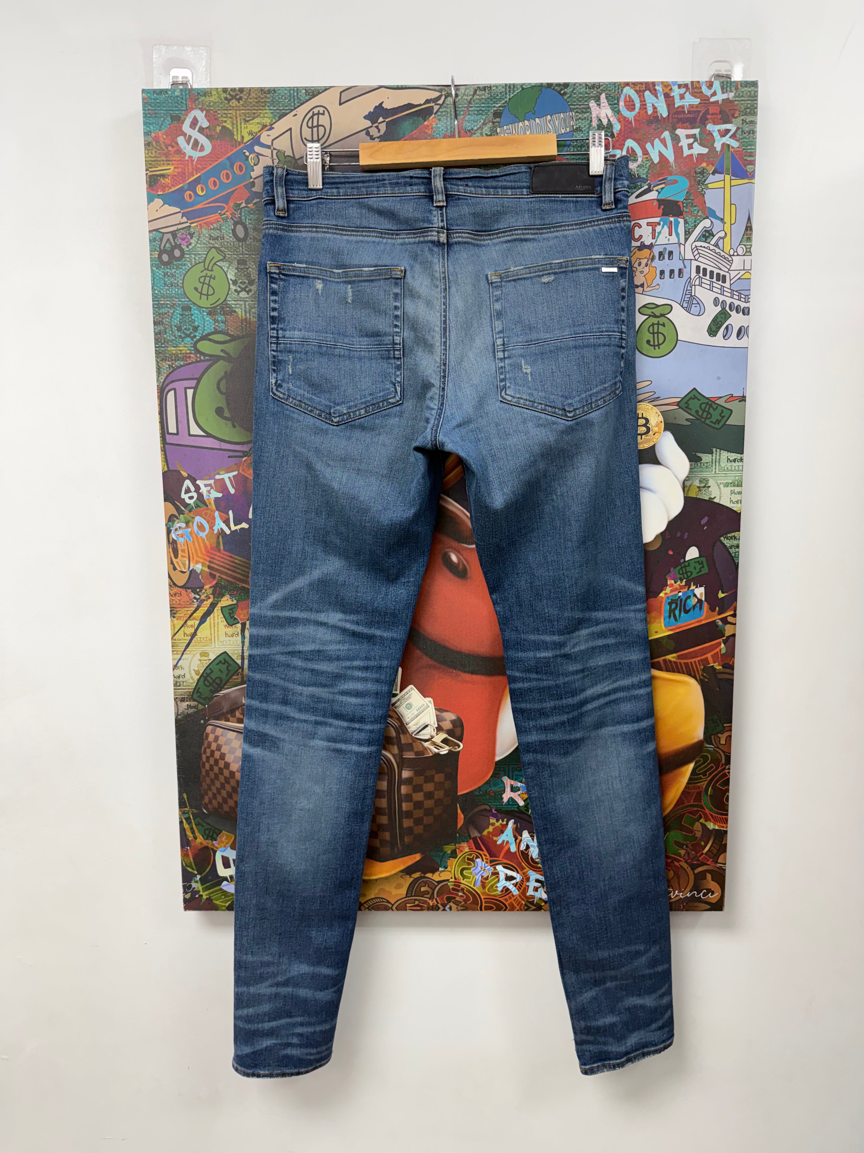 Amiri MX1 Deep Classic Black Suede Patch Jeans