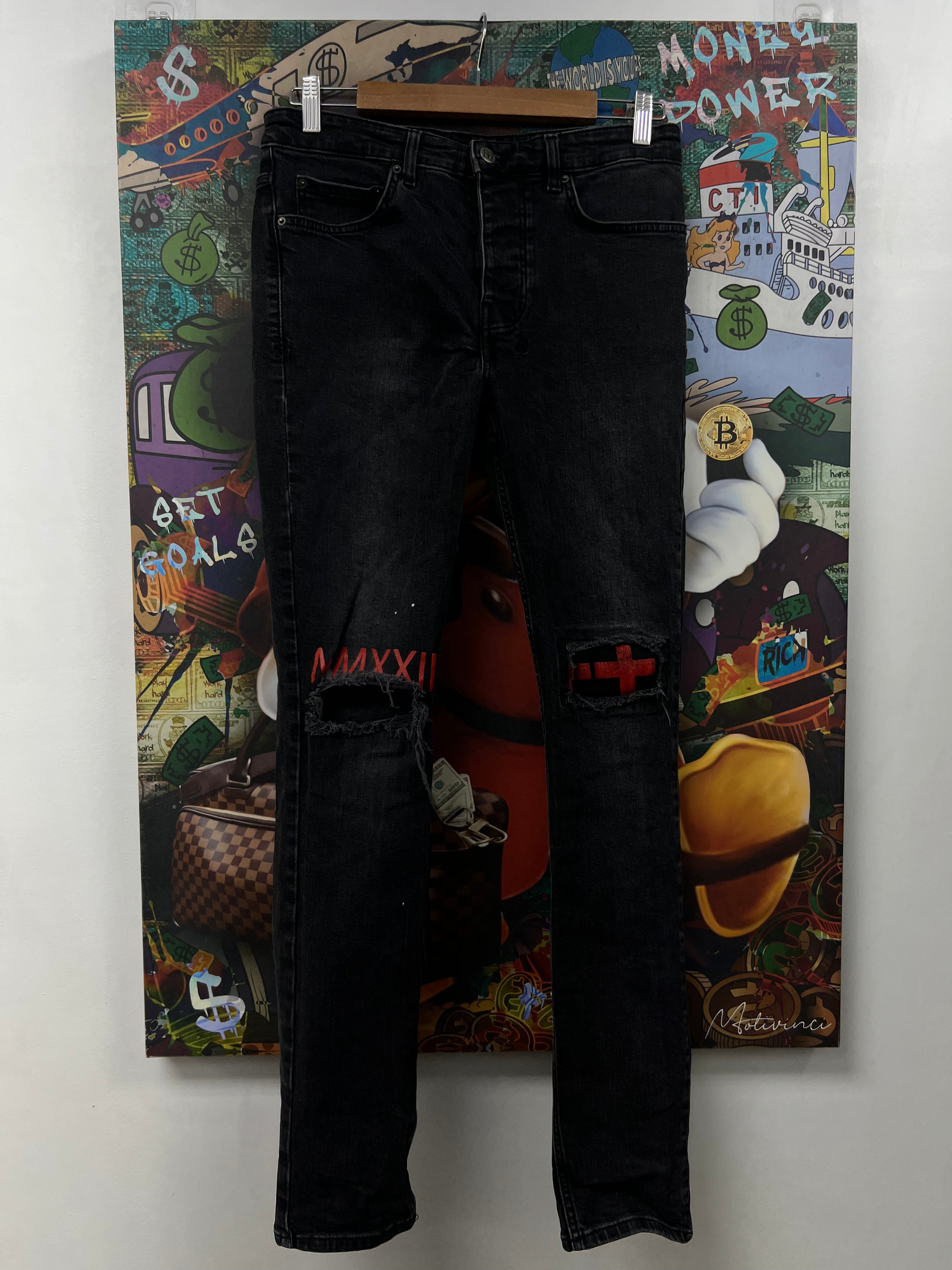 Ksubi Black Wash Red Jeans