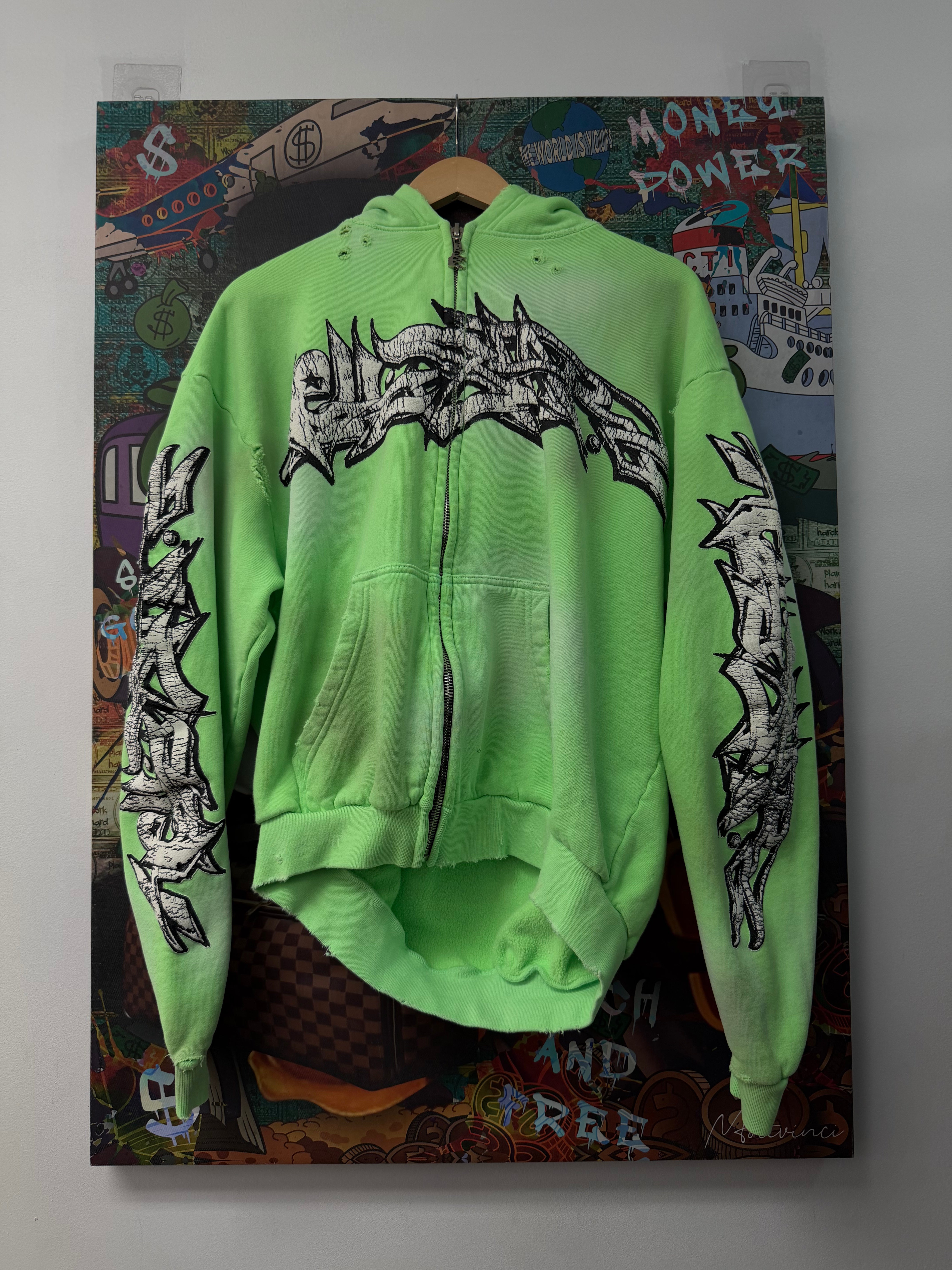 Hellstar Green Graffiti Zip Up Hoodie