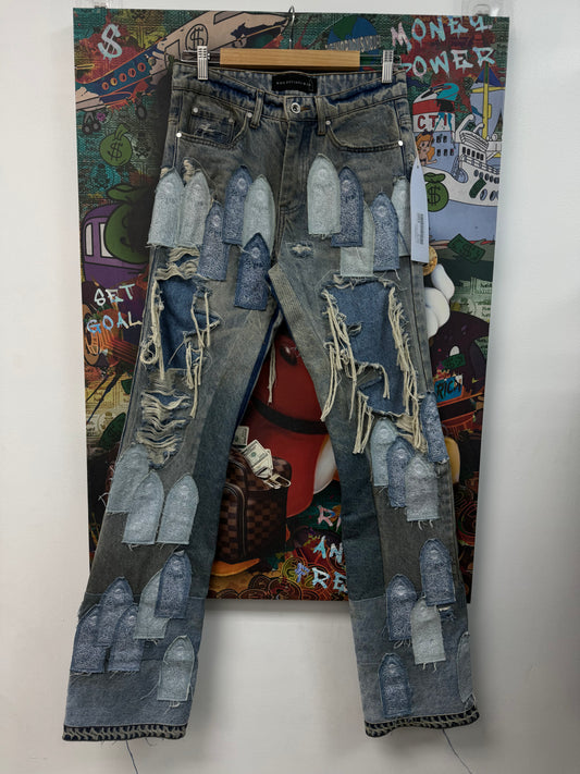 Who Decides War D Patched Arch Denim Jeans