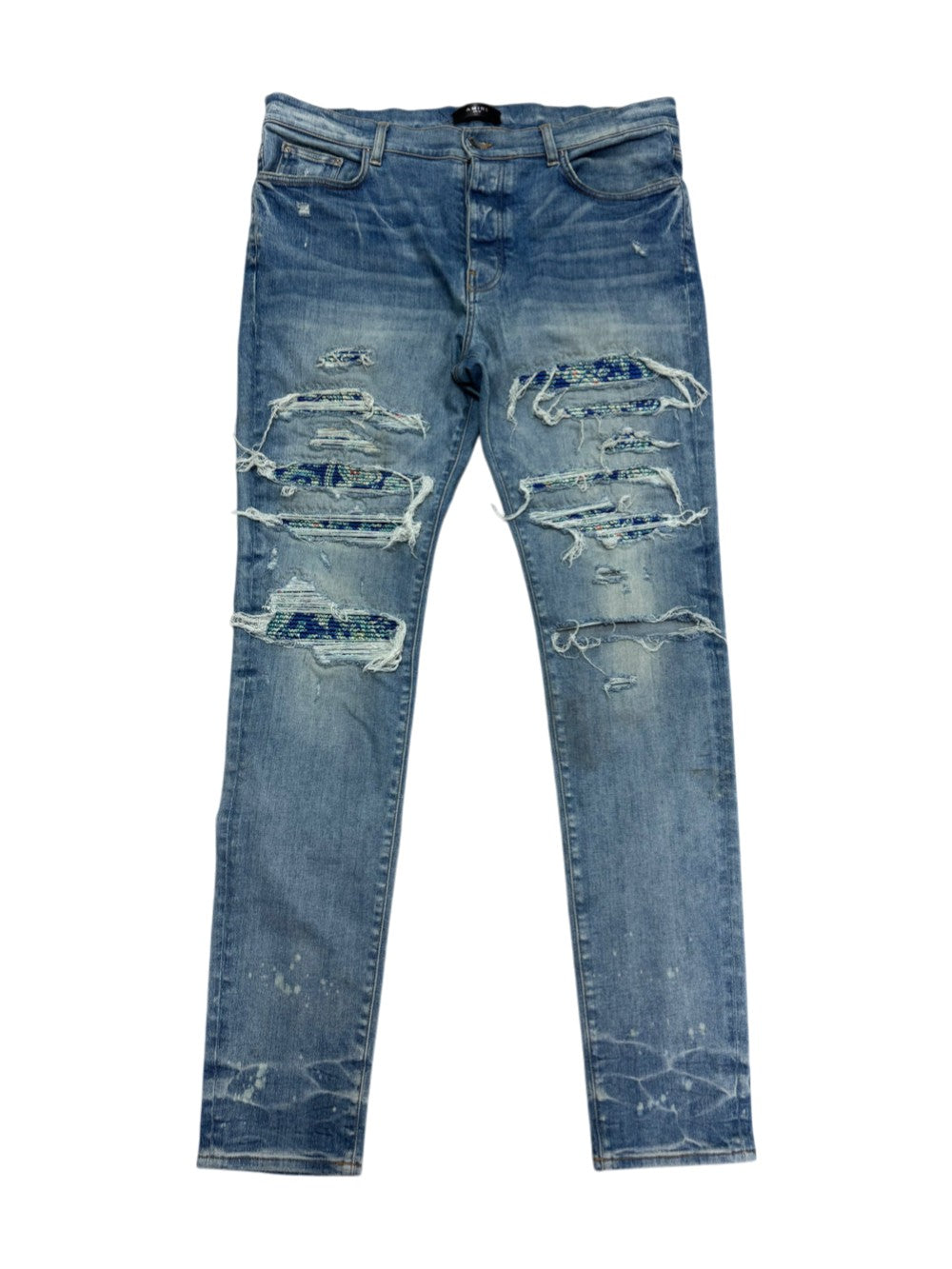 Amiri Pajama Paisley Patchwork Light Wash Jeans