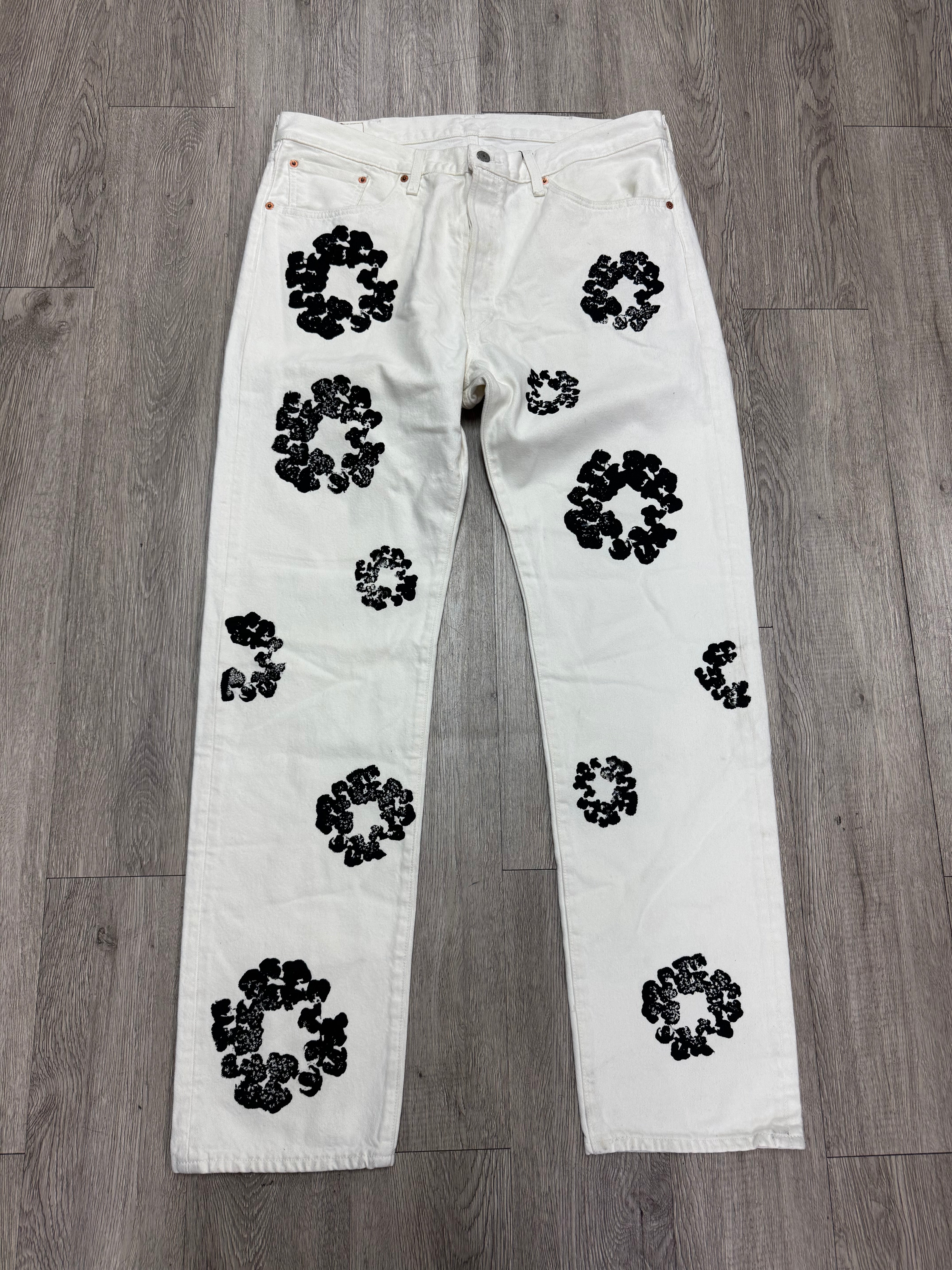 Denim Tears White Black Wreath Jeans