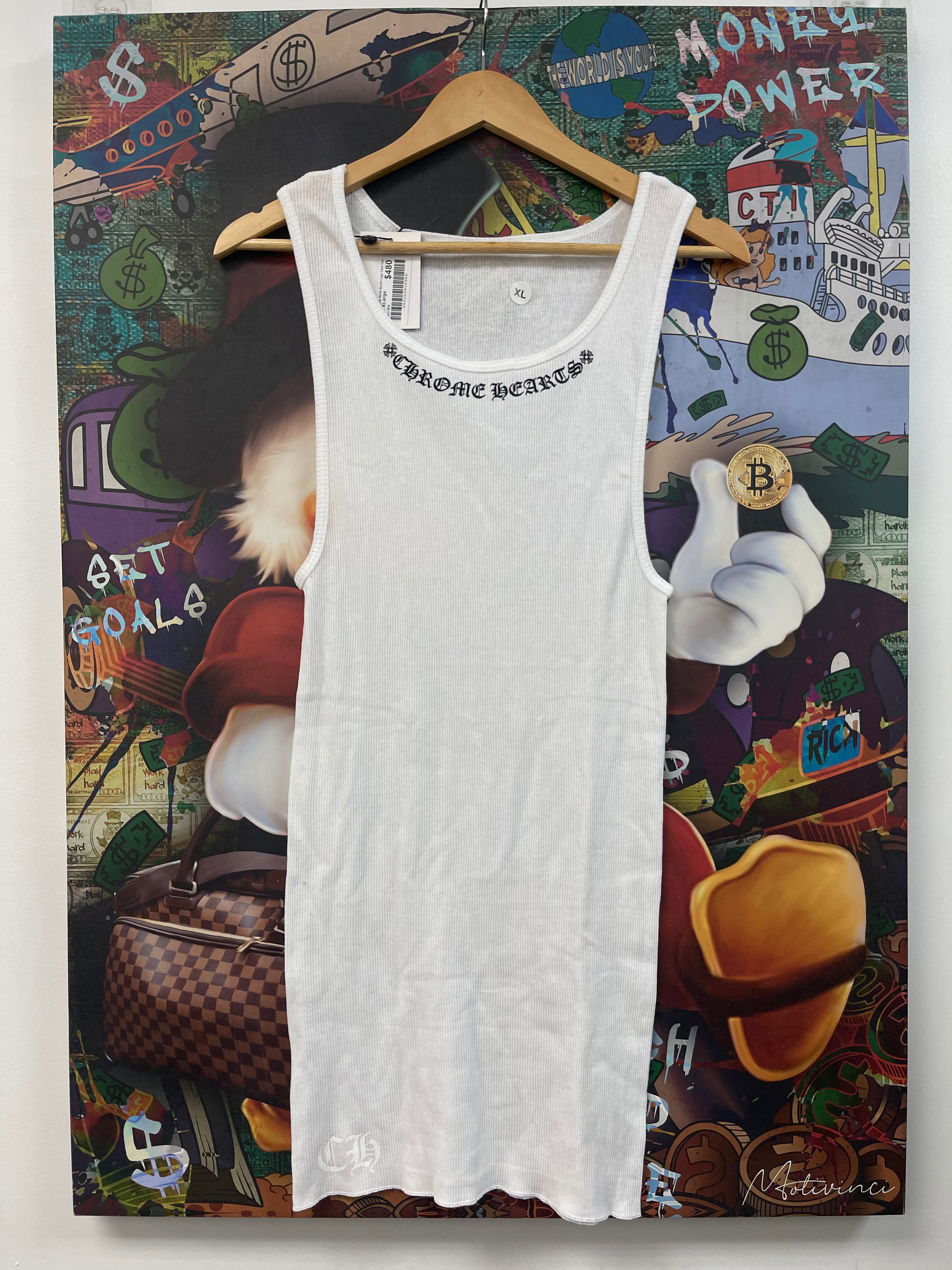 Chrome Hearts White Scroll Logo Tank Top