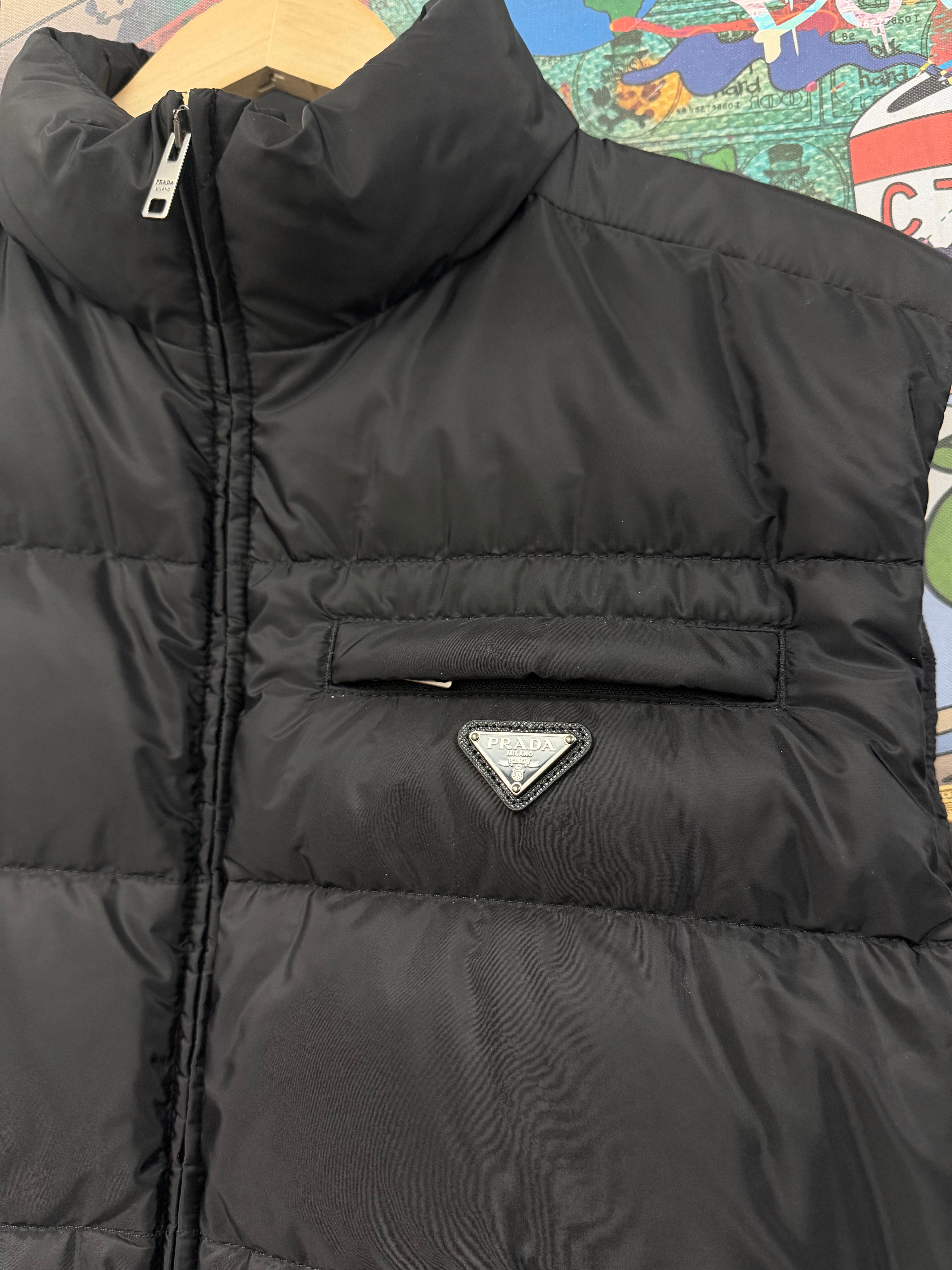 Prada Black Re-Nylon Plaque Puffer Vest