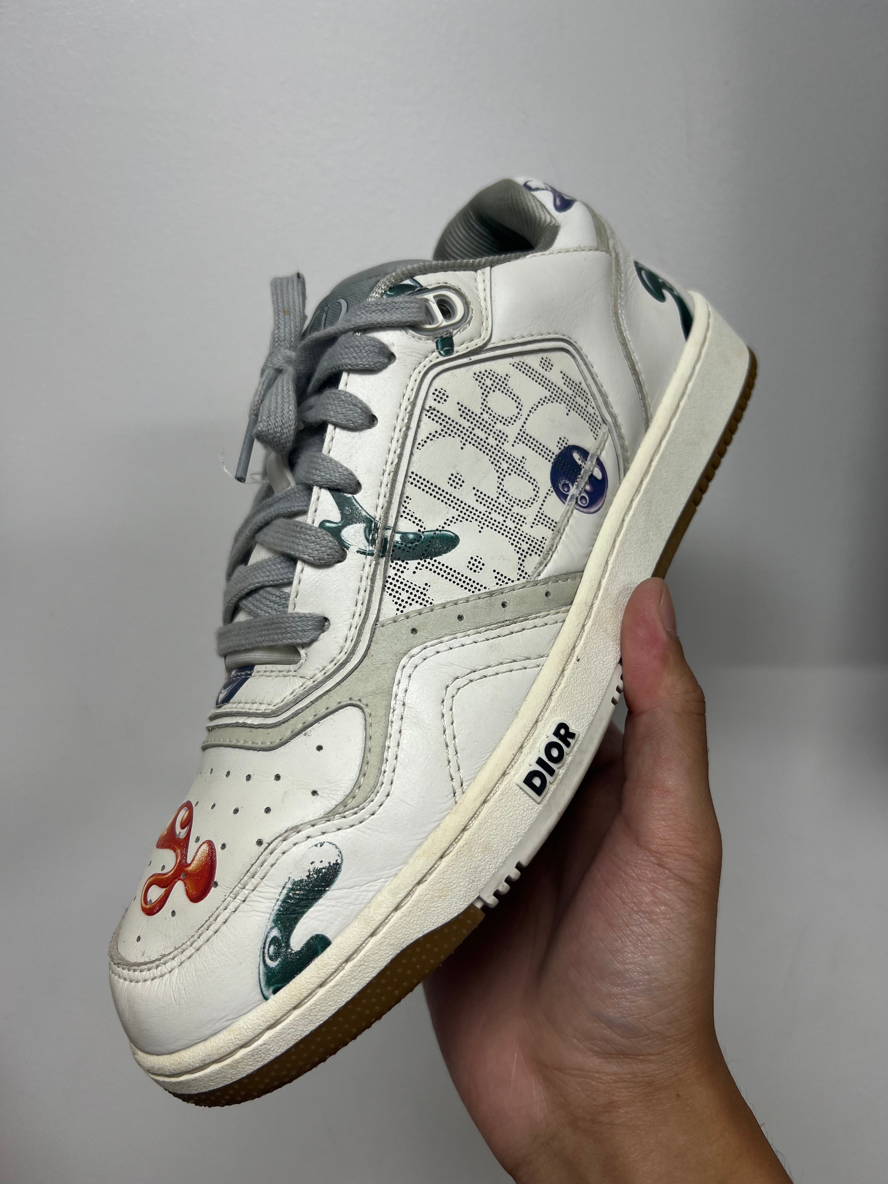 Dior White Eggplant B27 Sneakers