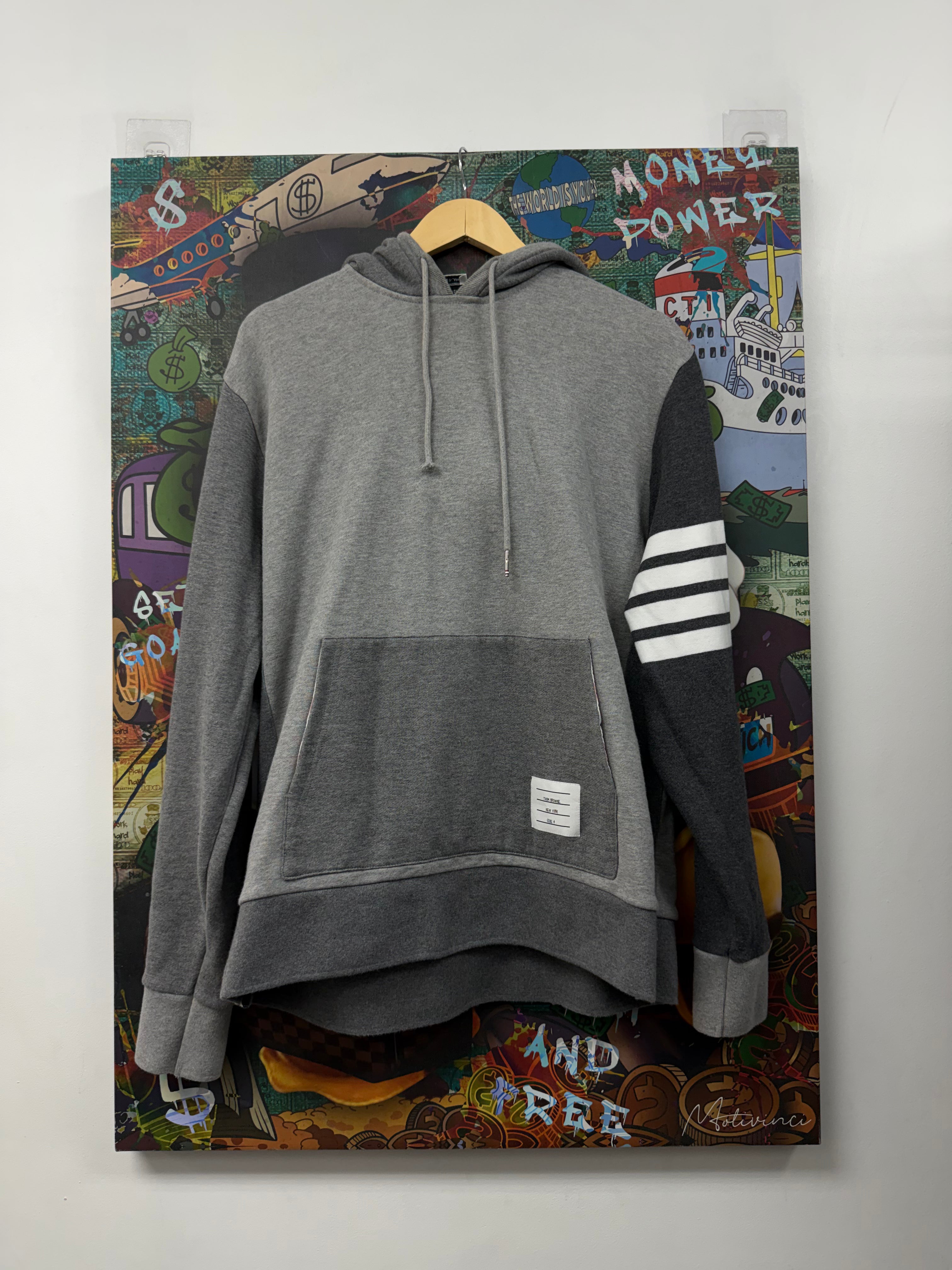 Thom Browne Grey Patchwork Bar (4) Hoodie