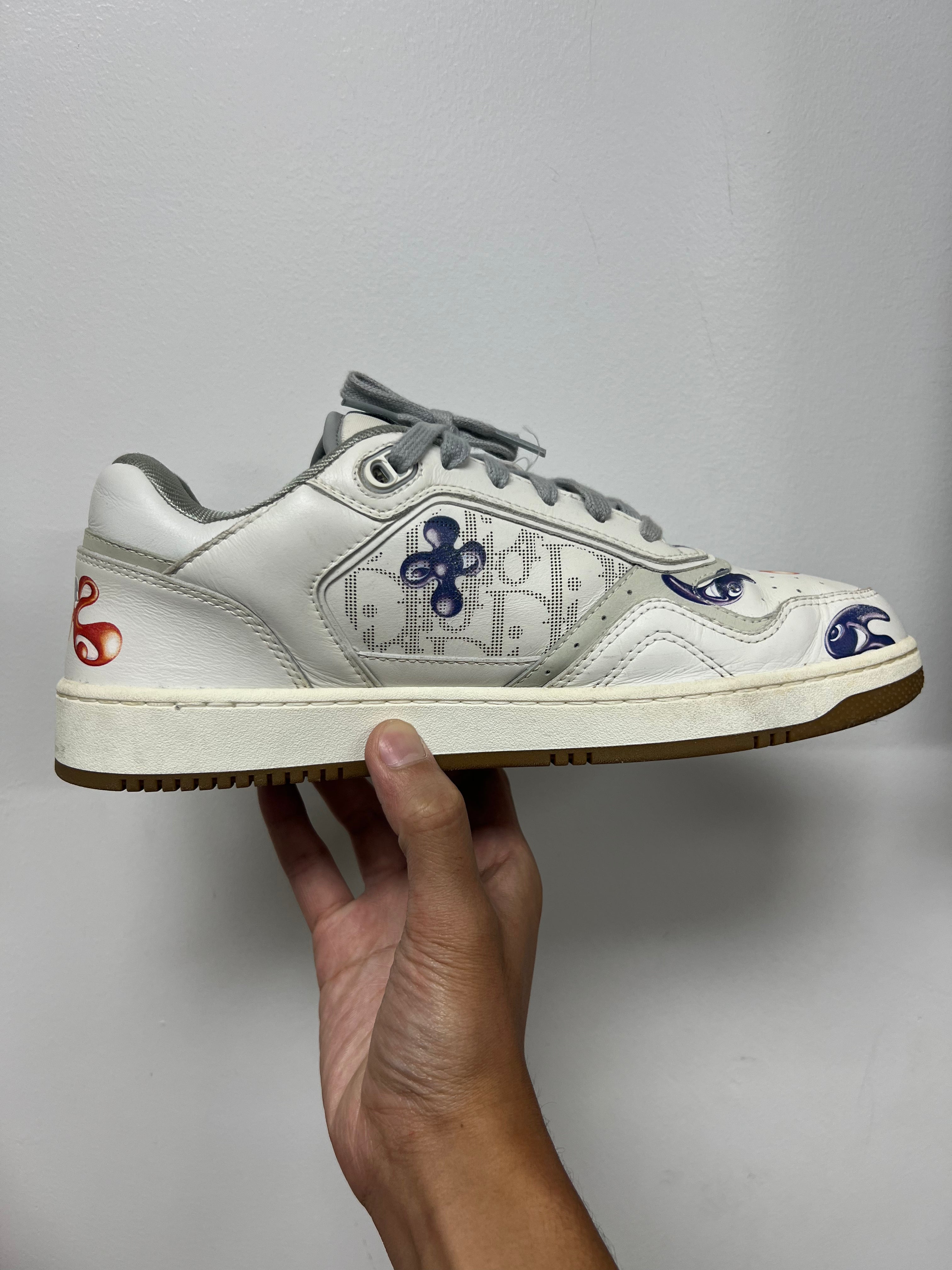 Dior White Eggplant B27 Sneakers