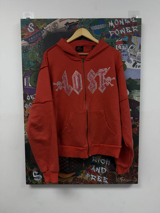 LOST Intricacy Solar Red Zip Up Used Large N/A