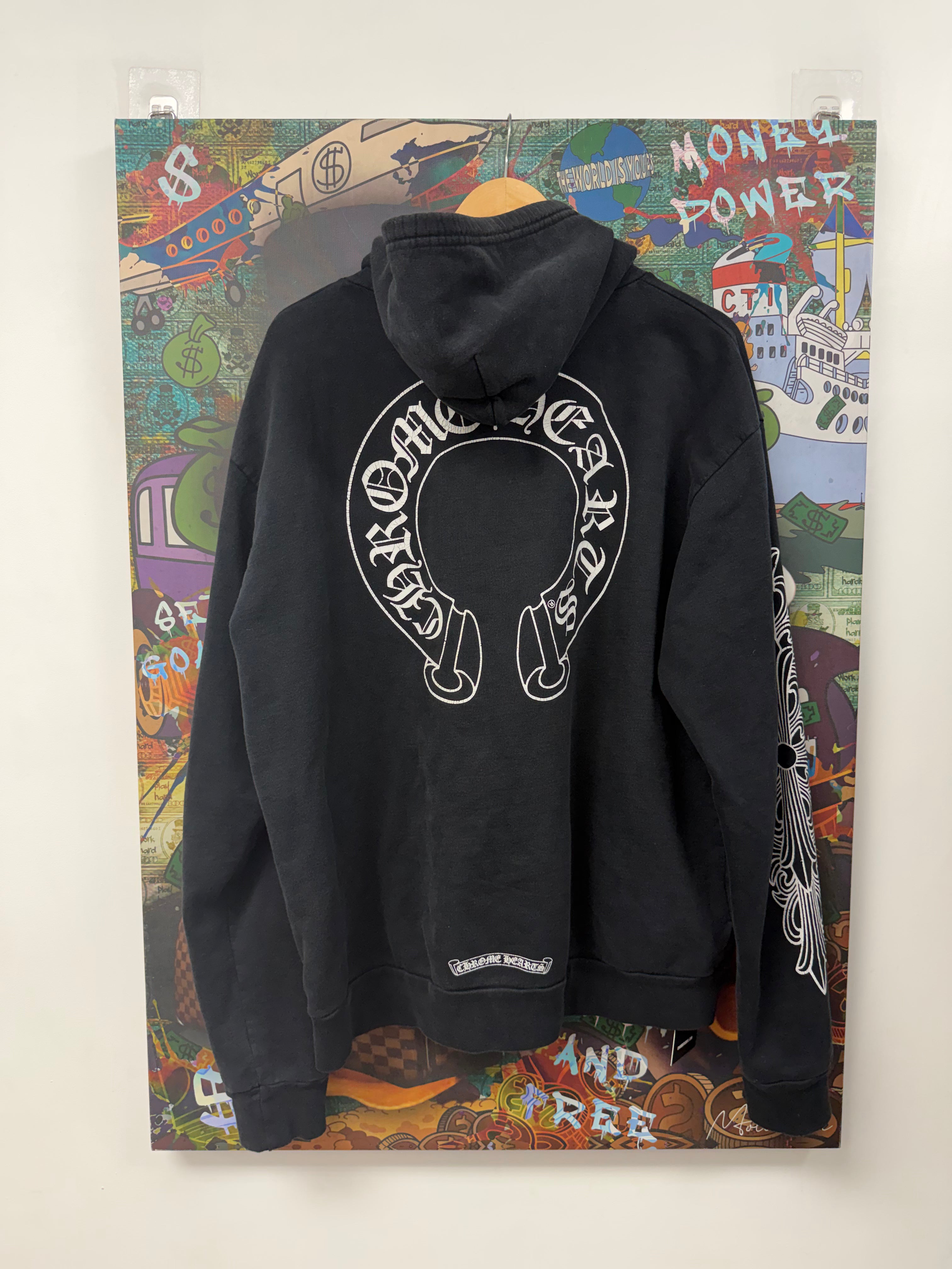 Chrome  Hearts Black Floral Horseshoe (Replacement Zipper) Zip Up