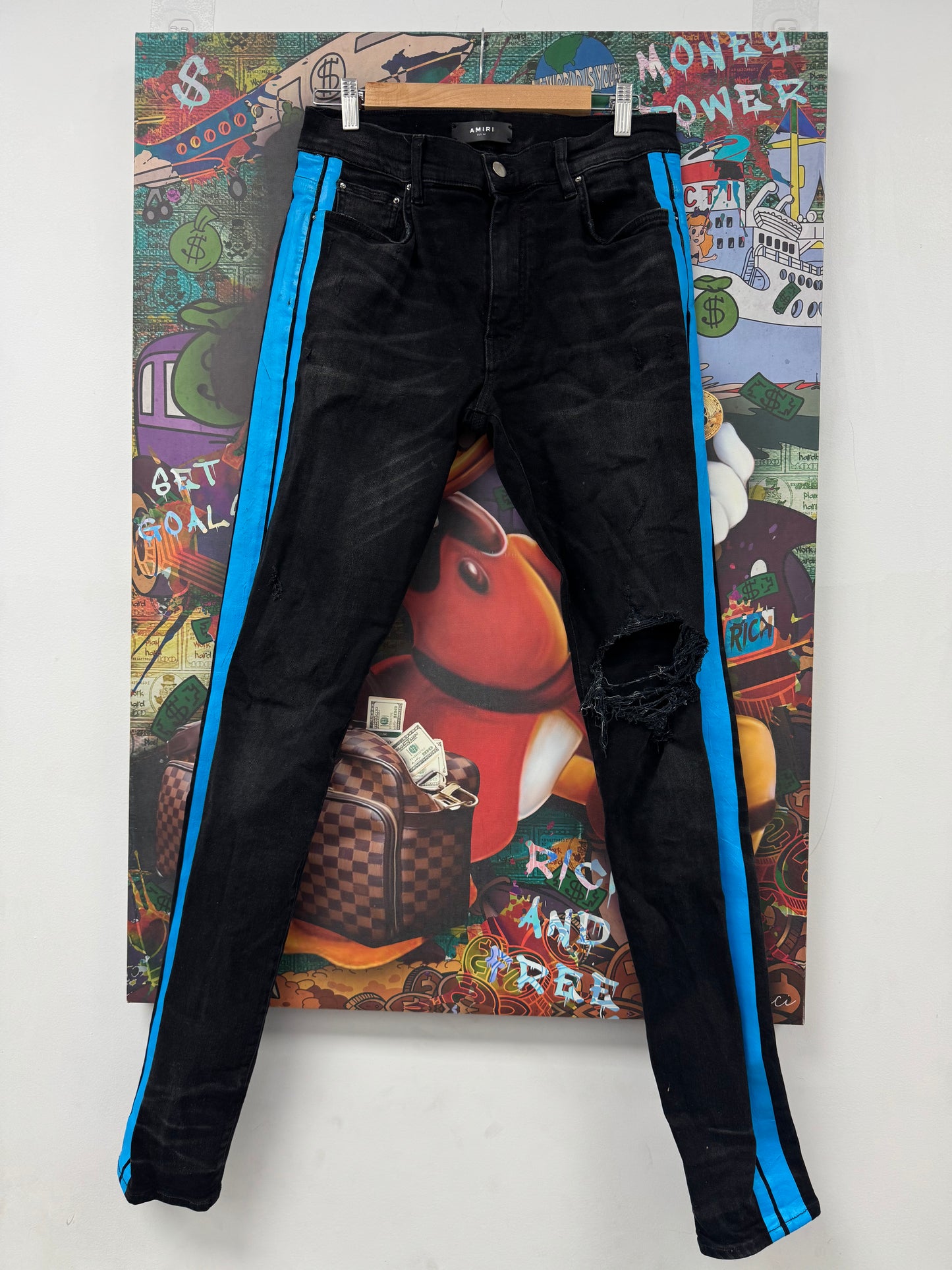 Amiri Jeans Black Blue Stripe Used 32 N/A