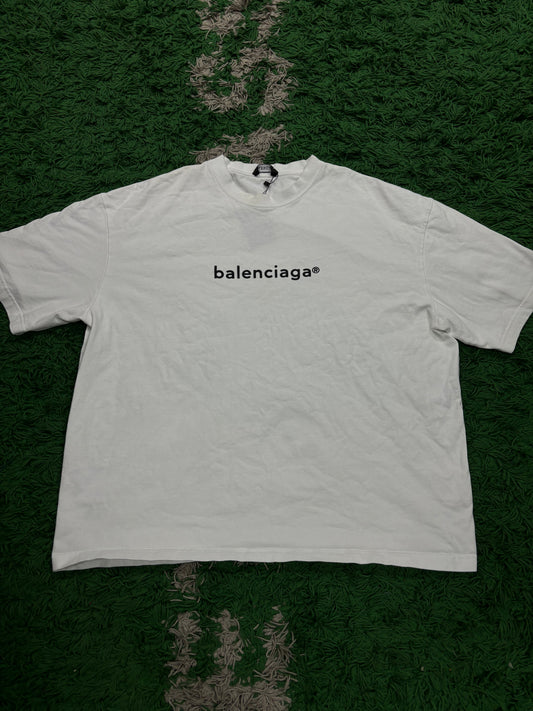 Balenciaga Classic Logo Tee White Used XL N/A