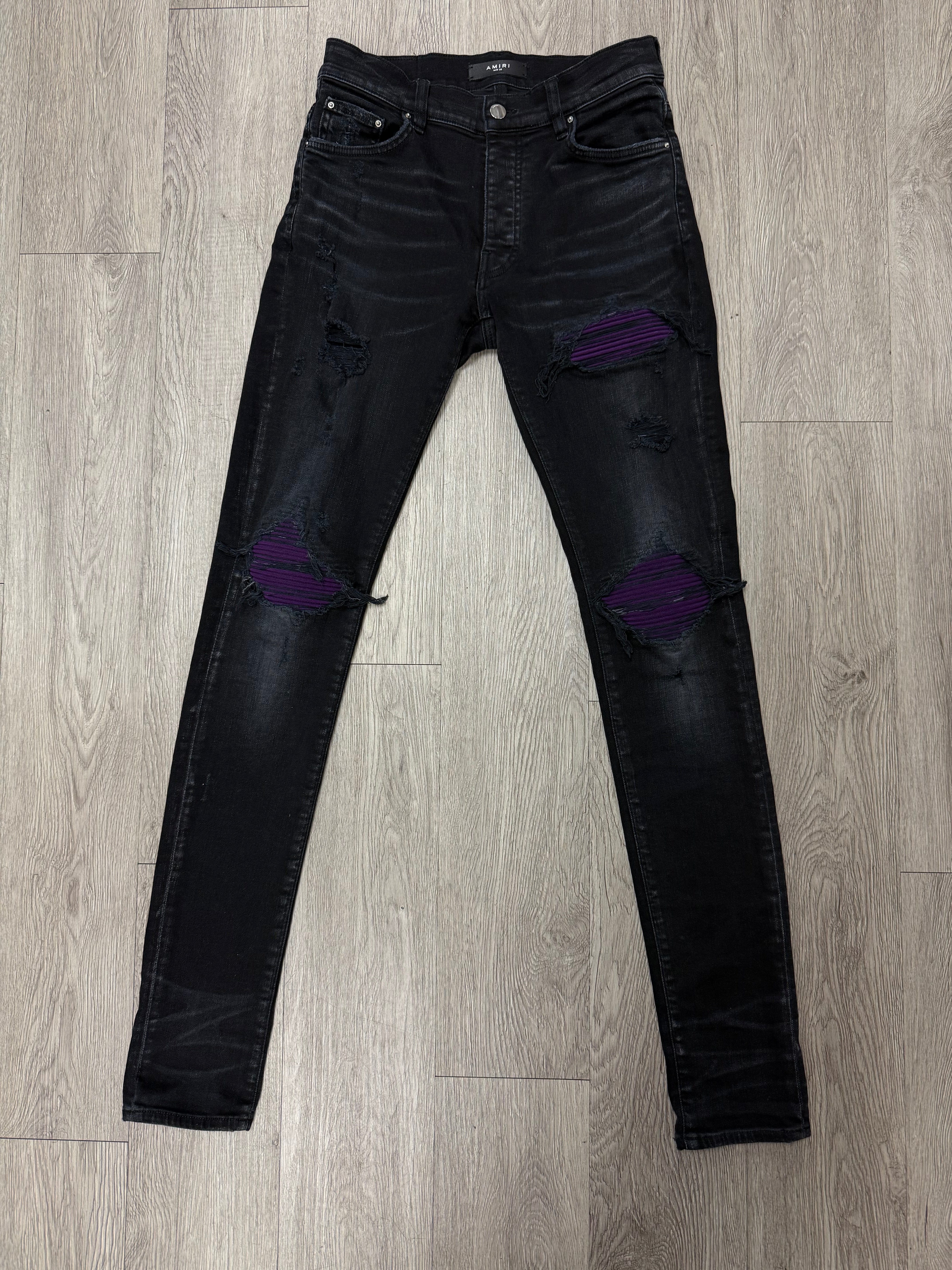 Amiri MX1 Black Purple Patch Jeans