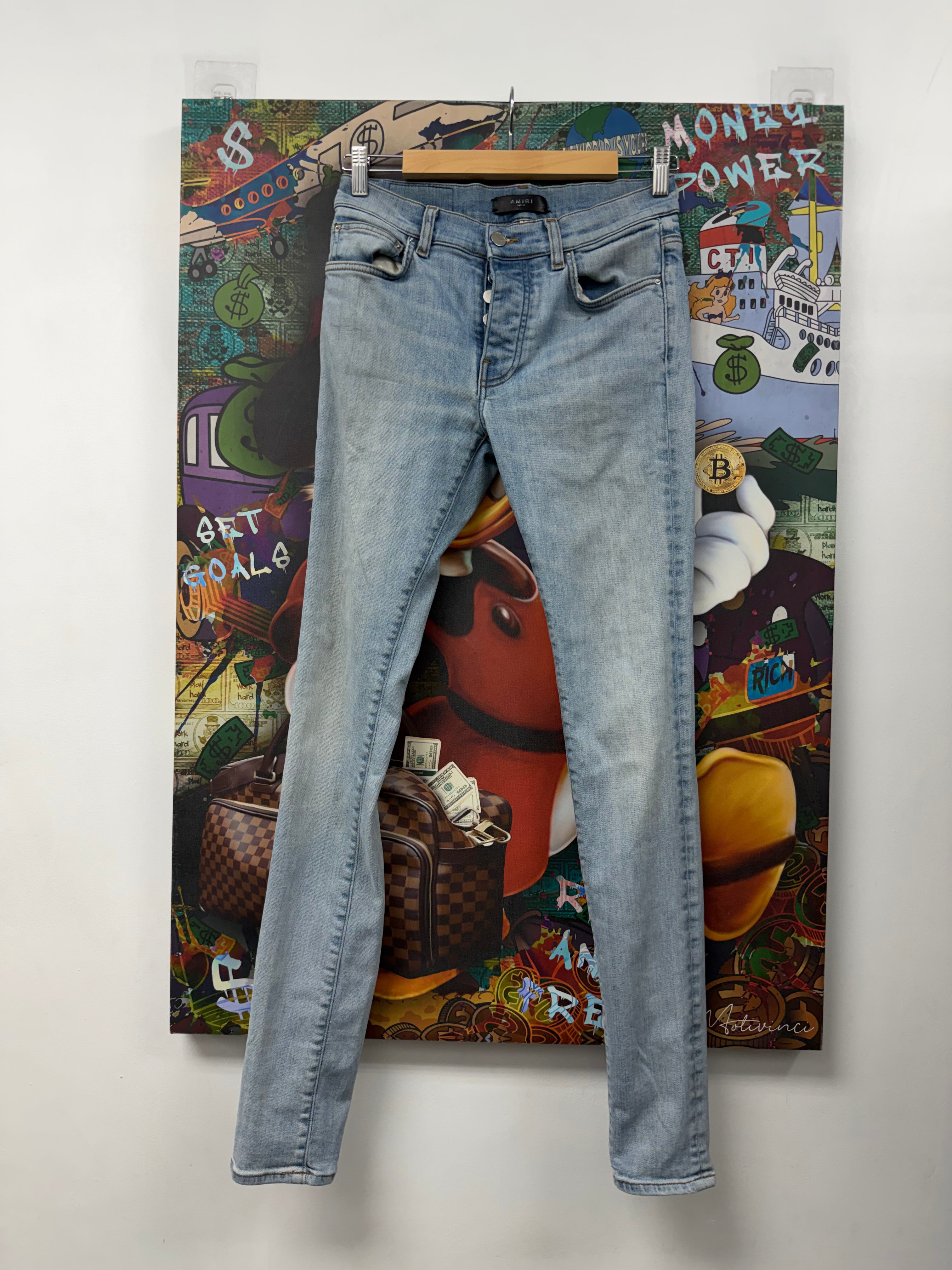 Amiri Light Wash Plain Thrasher Jeans