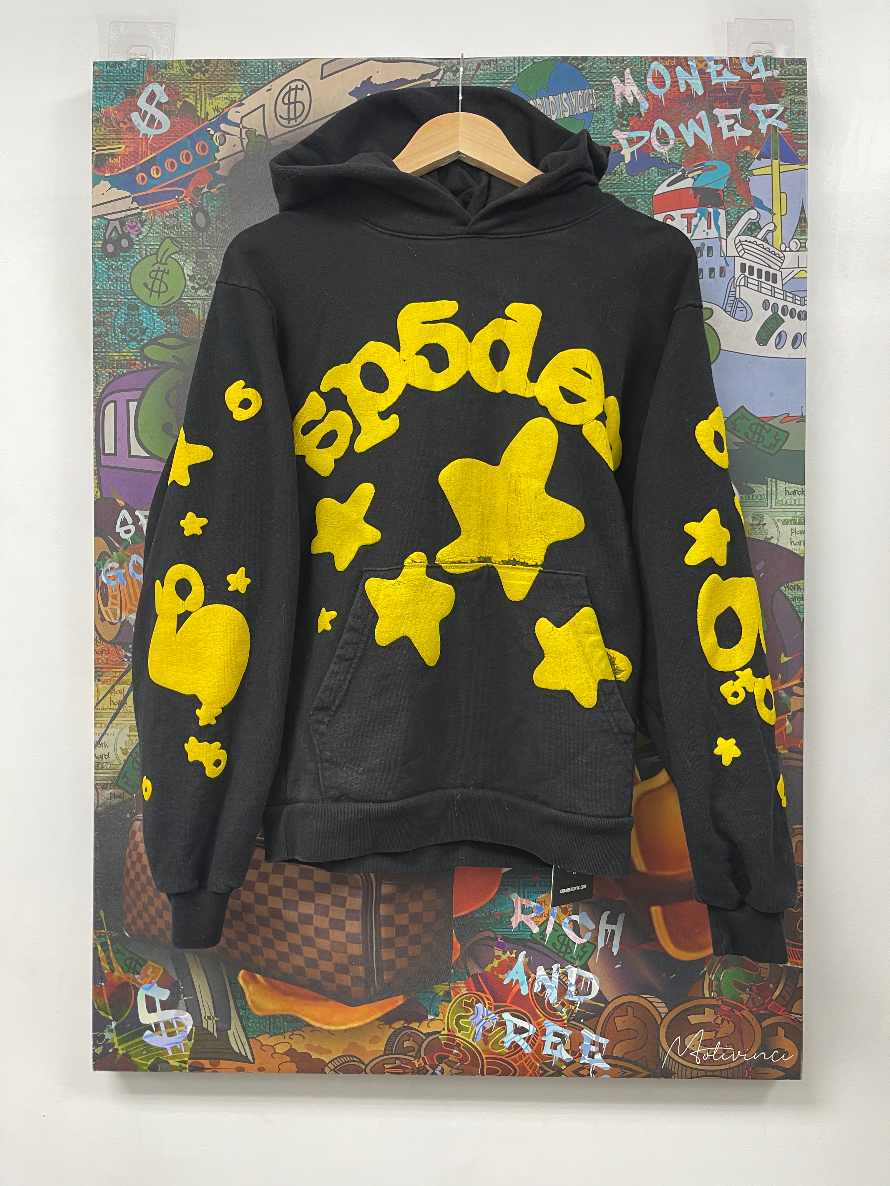 Sp5der Black Yellow Beluga Hoodie