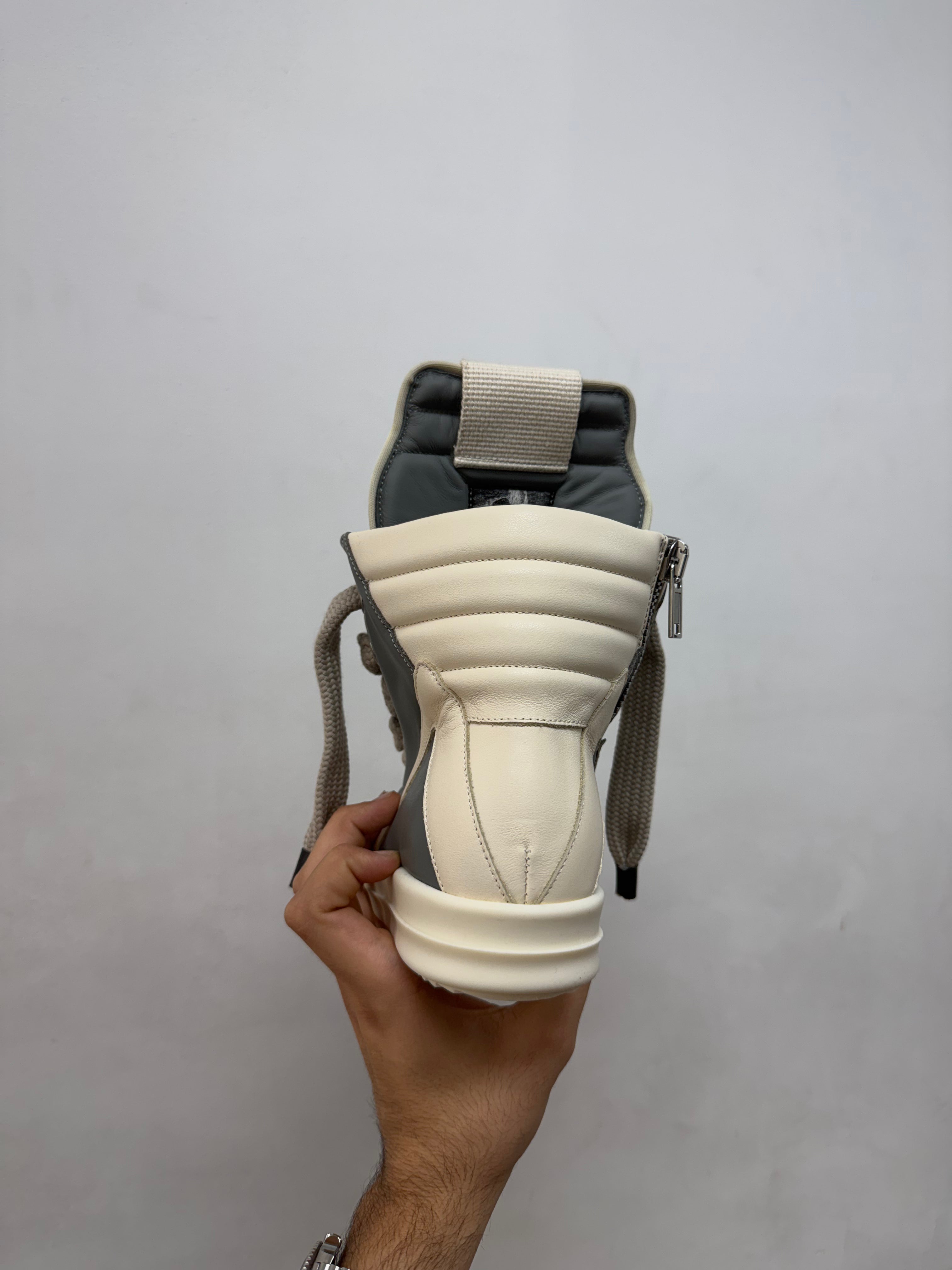 Rick Owens Geobasket Jumbo Lace' Hi Grey & Milk Sneakers