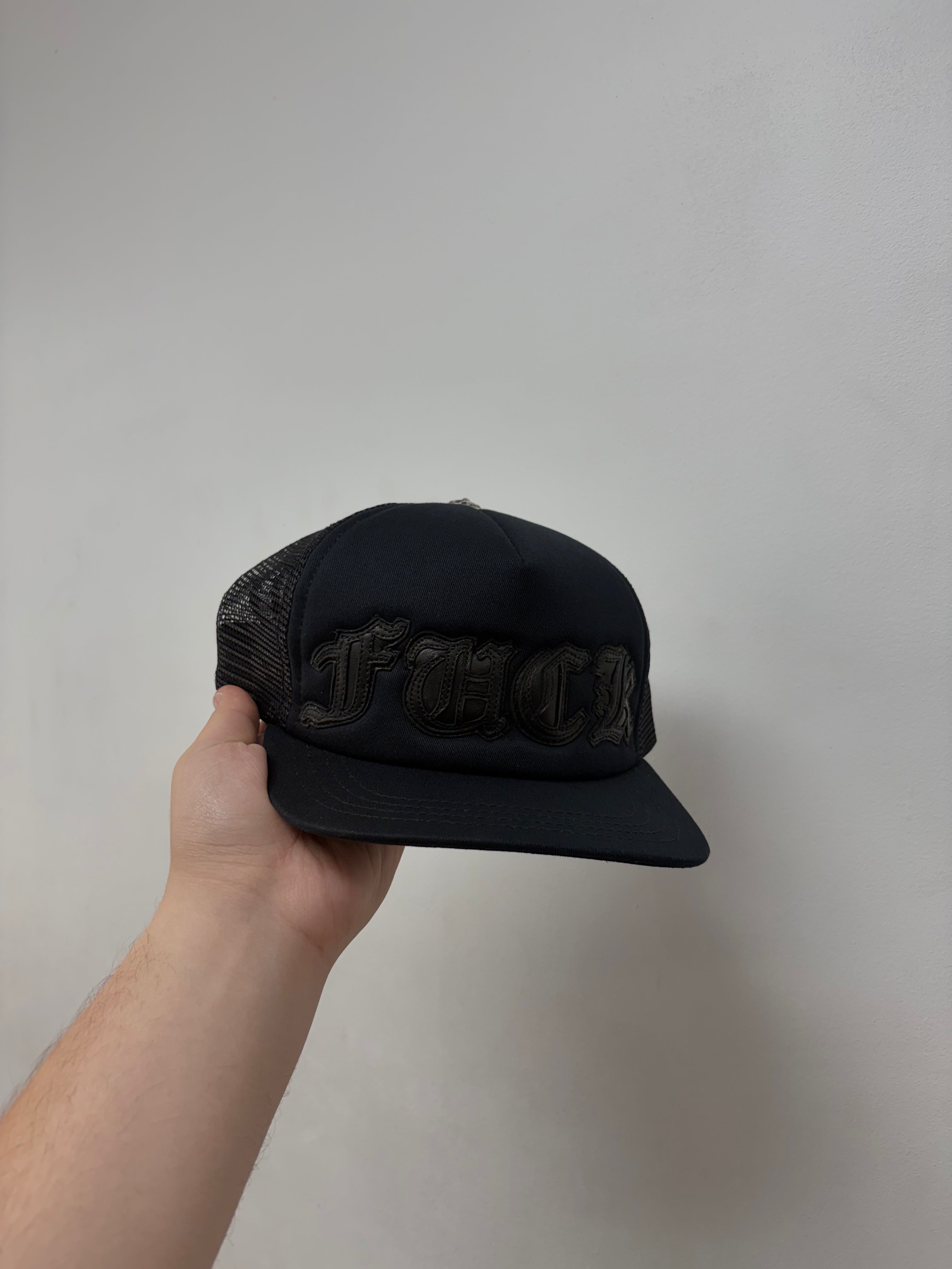 Chrome  Hearts Black Tonal F*CK Patch Trucker Hat