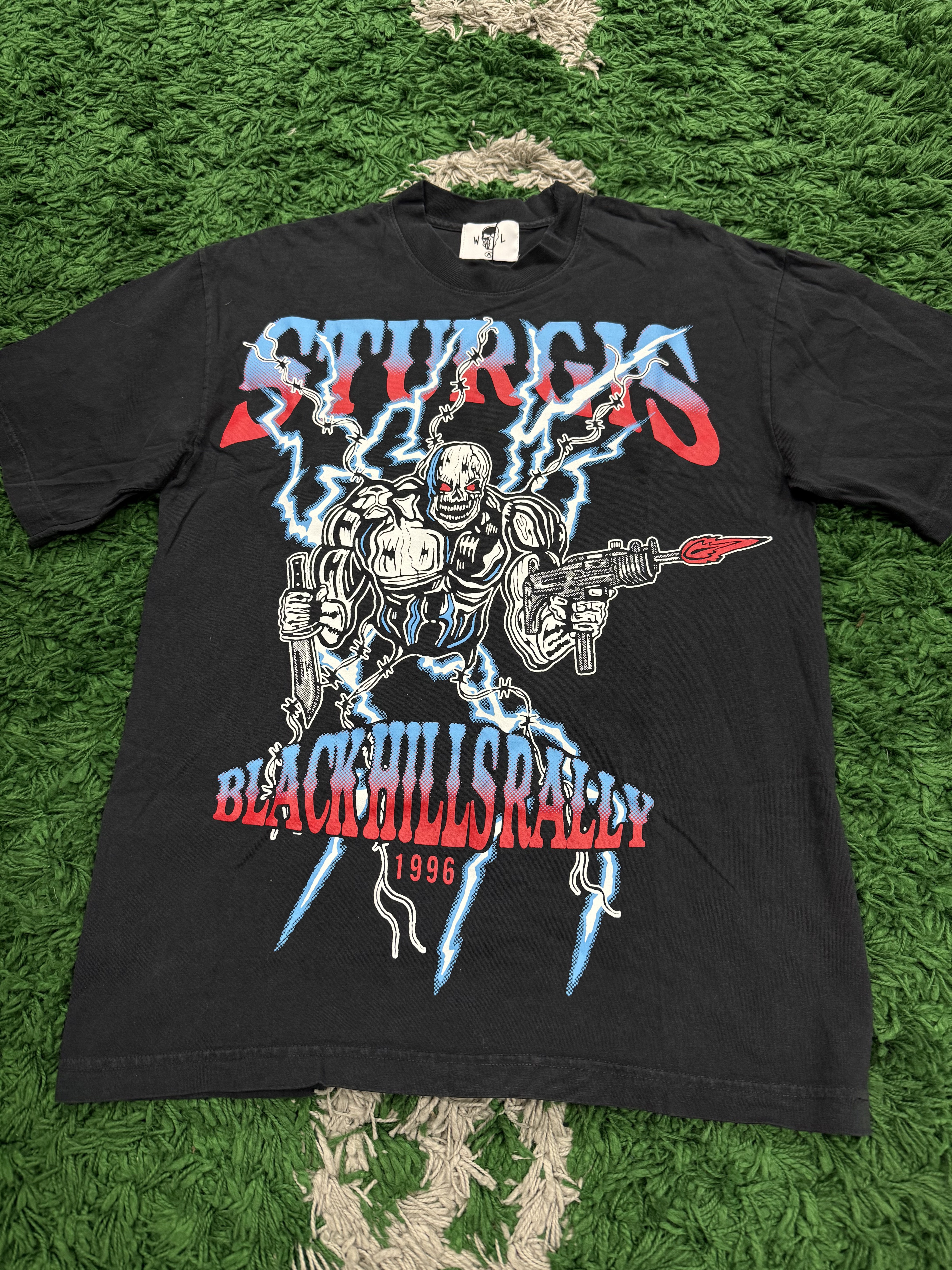 Warren Lotas Tee Blue Black Red Sturgis Used Medium