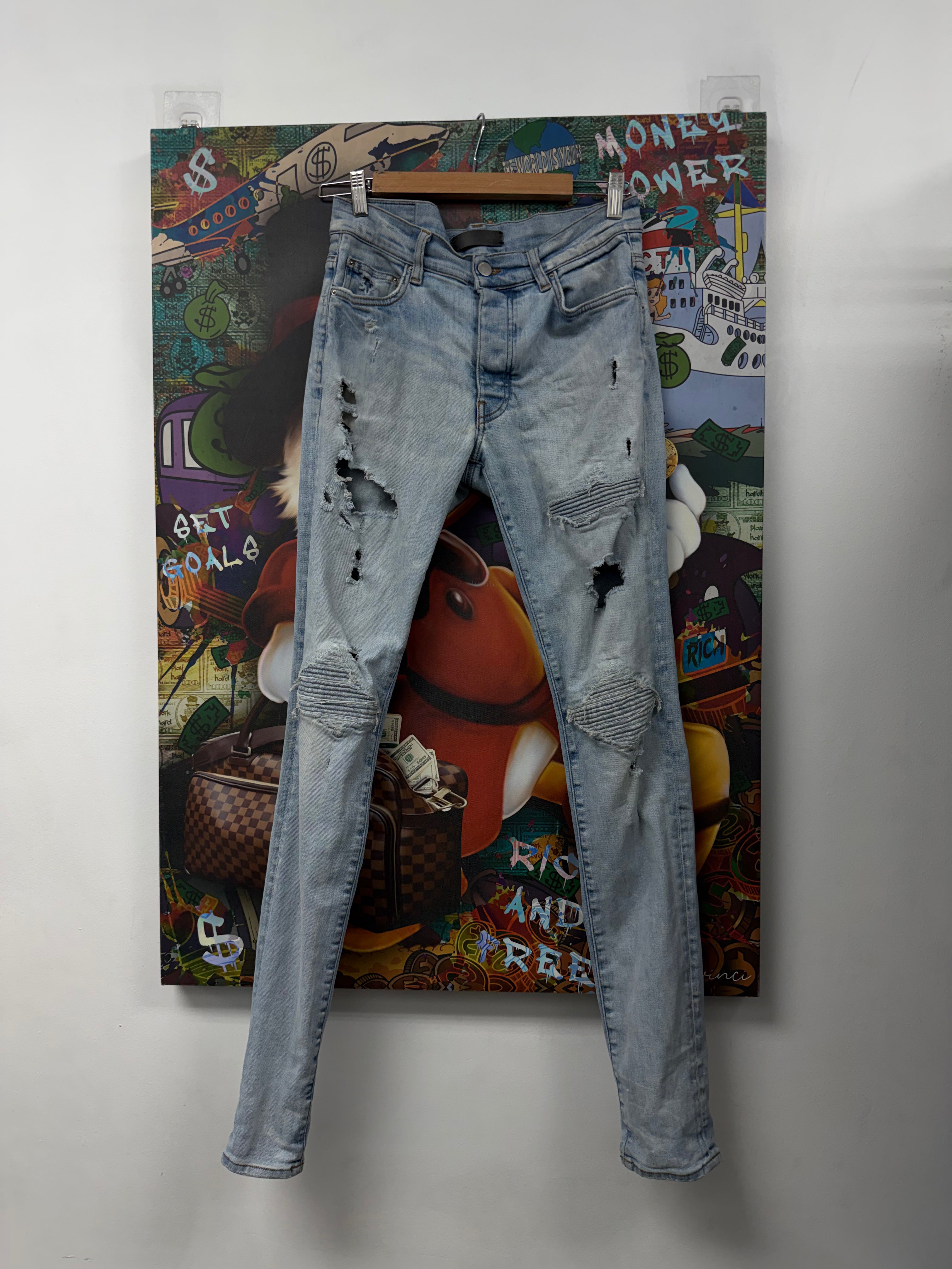 Amiri MX1 Denim Denim Paisley Patch Jeans