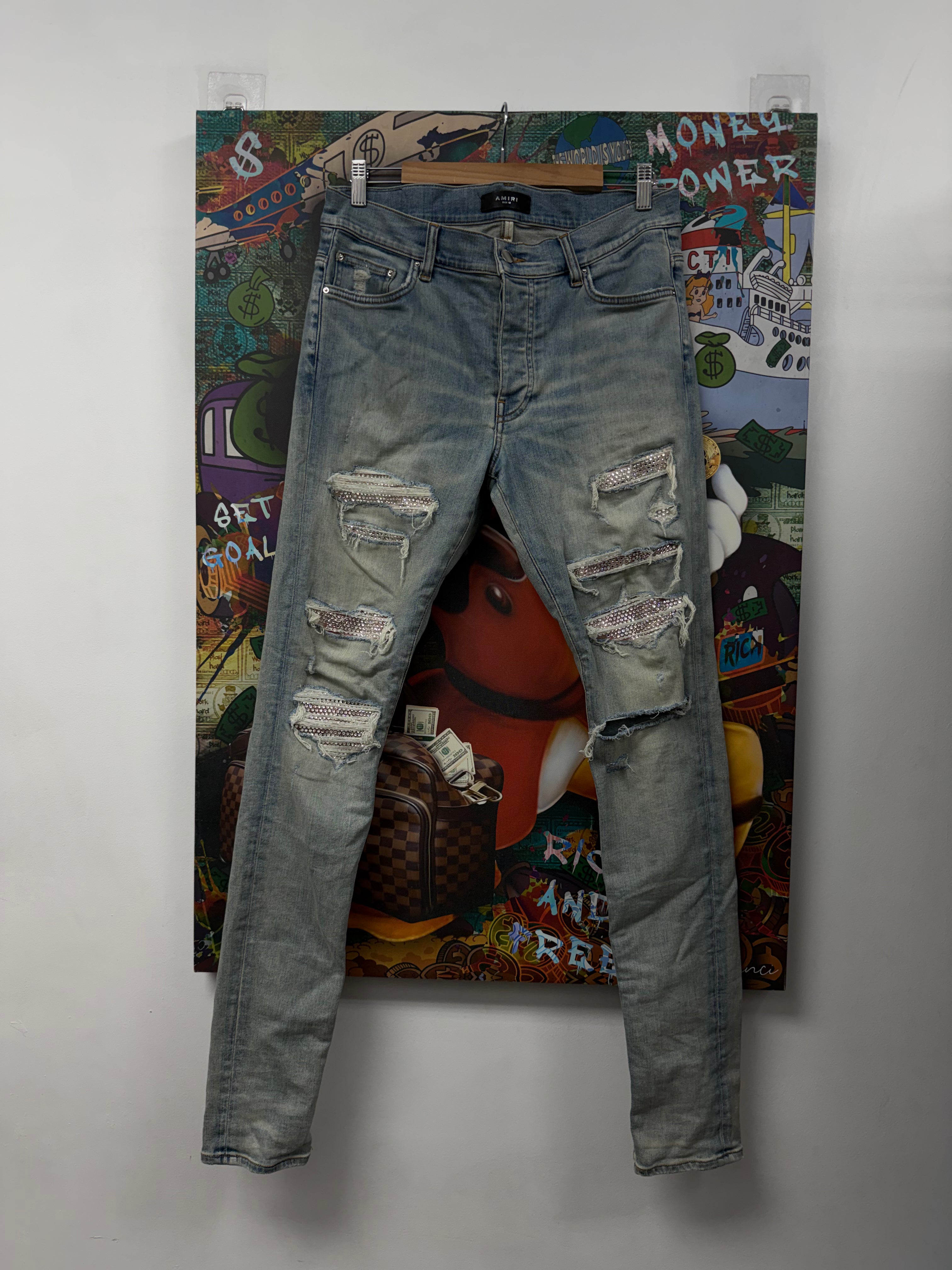 Amiri Light Wash Crystal Swarovski Jeans