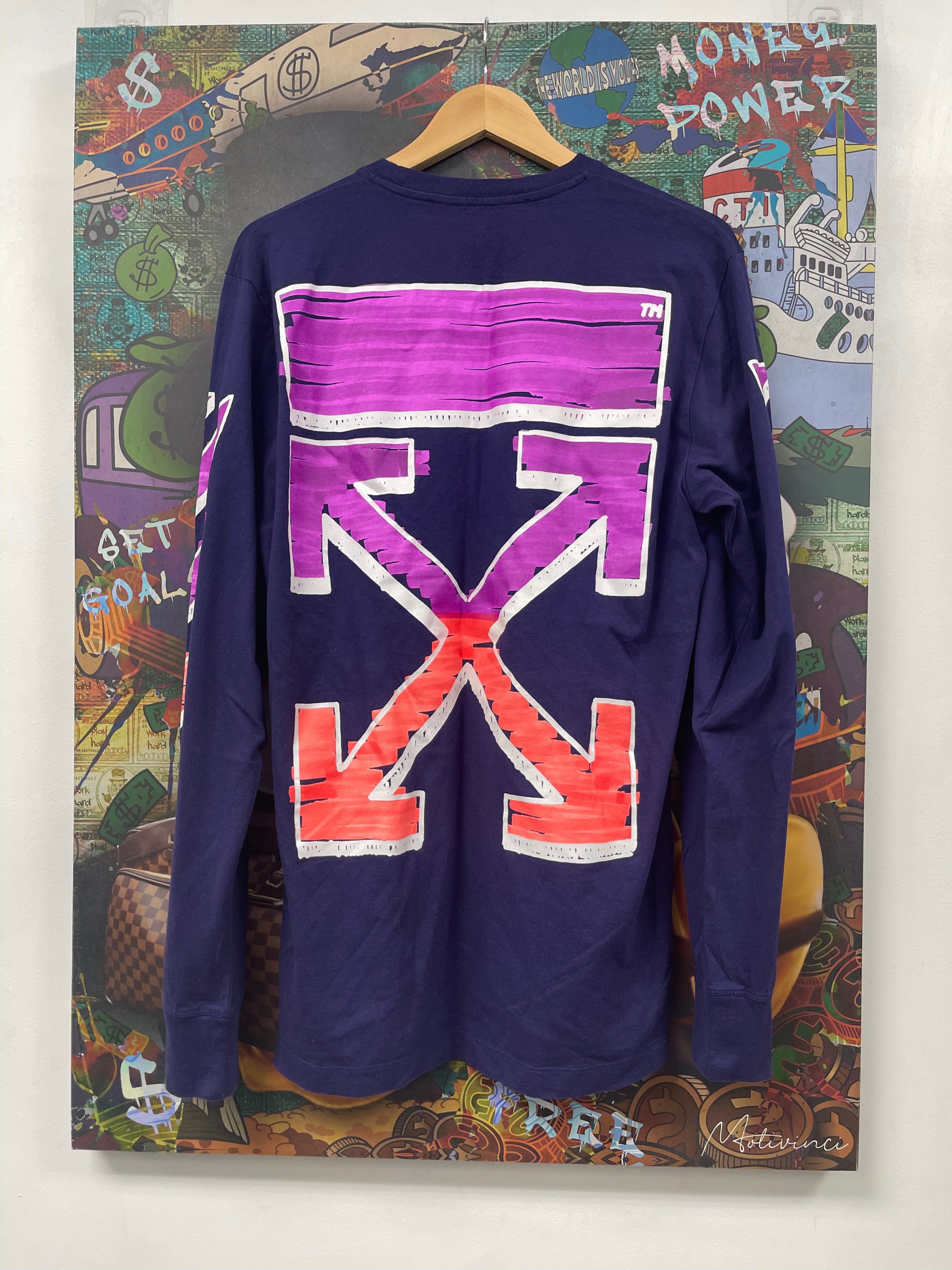 Off White Purple Orange Drawn Arrows Long Sleeve