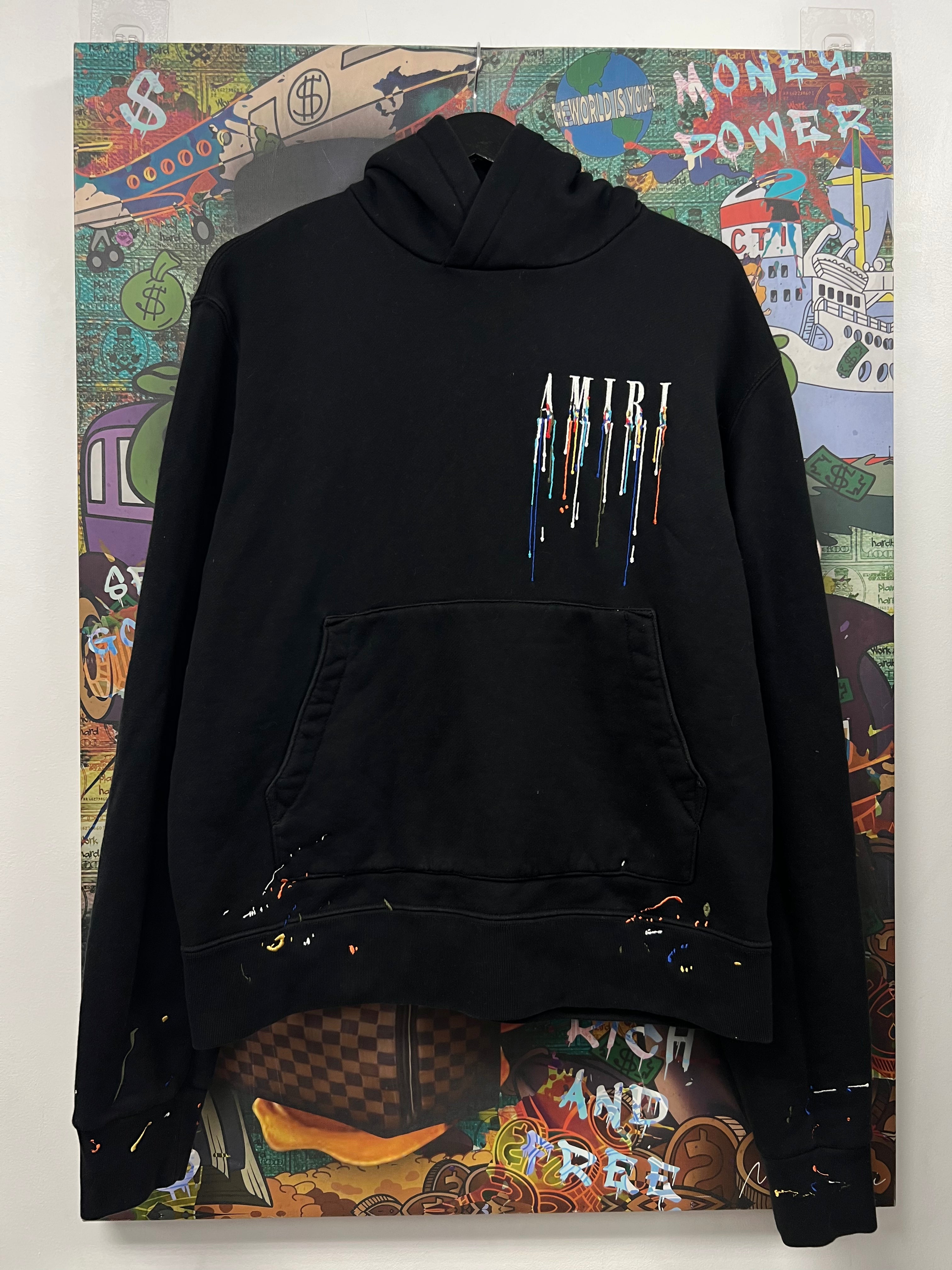 Amiri Black Paint Drip Hoodie