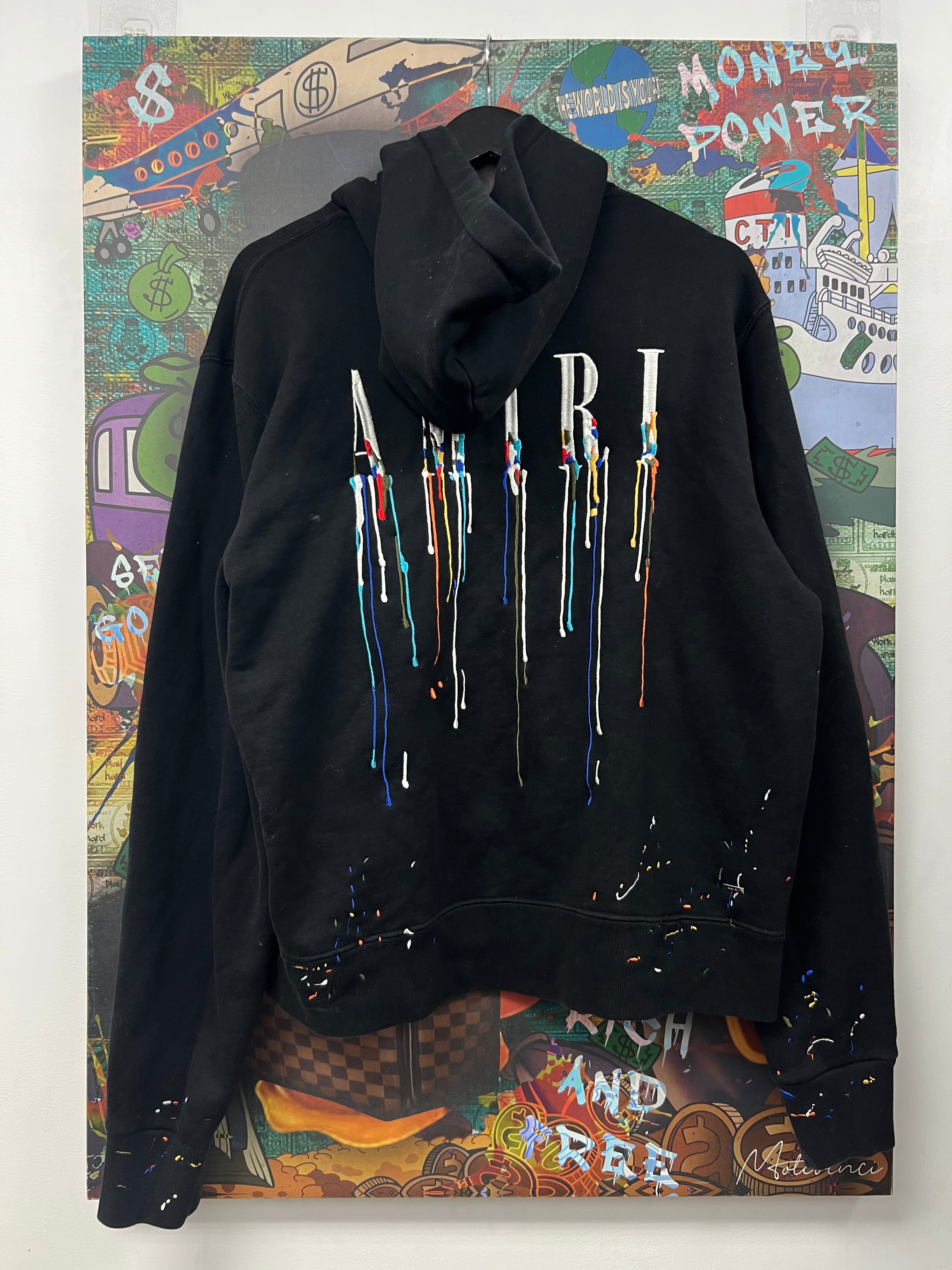 Amiri Black Paint Drip Hoodie