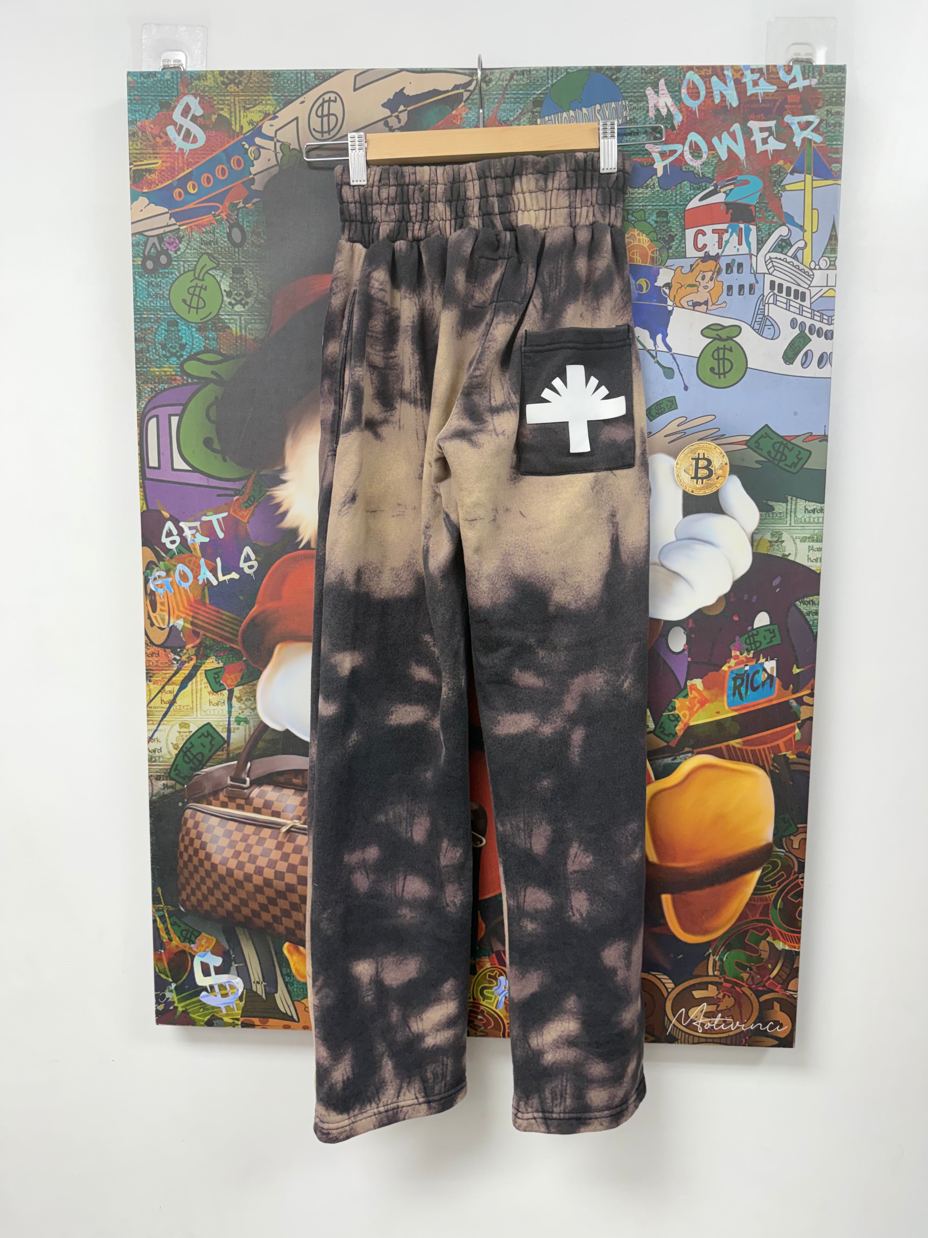 Vertabrae Black Bleached Pant Logo Sweats