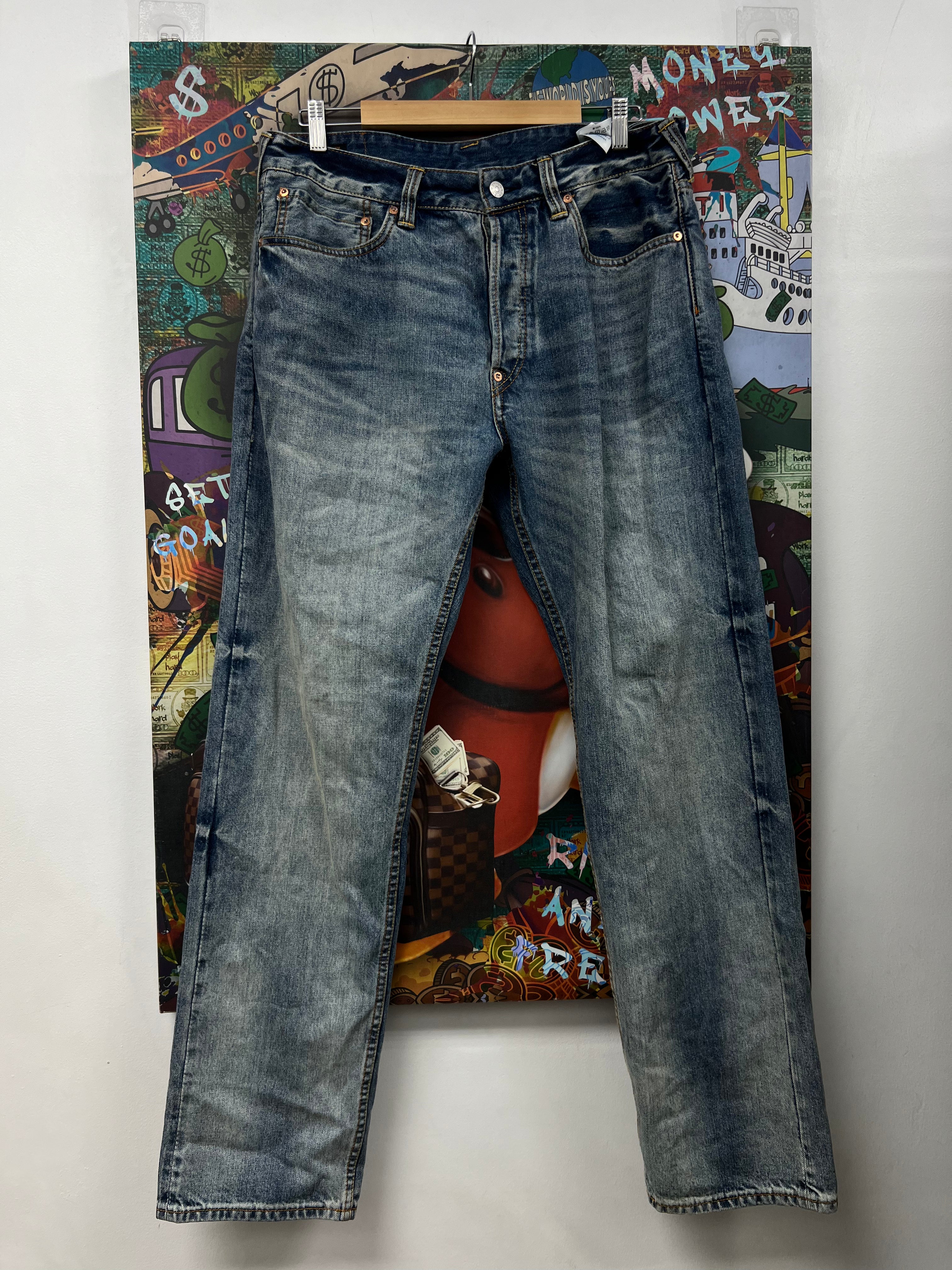 Evisu Light Wash Pink Distressed Jeans