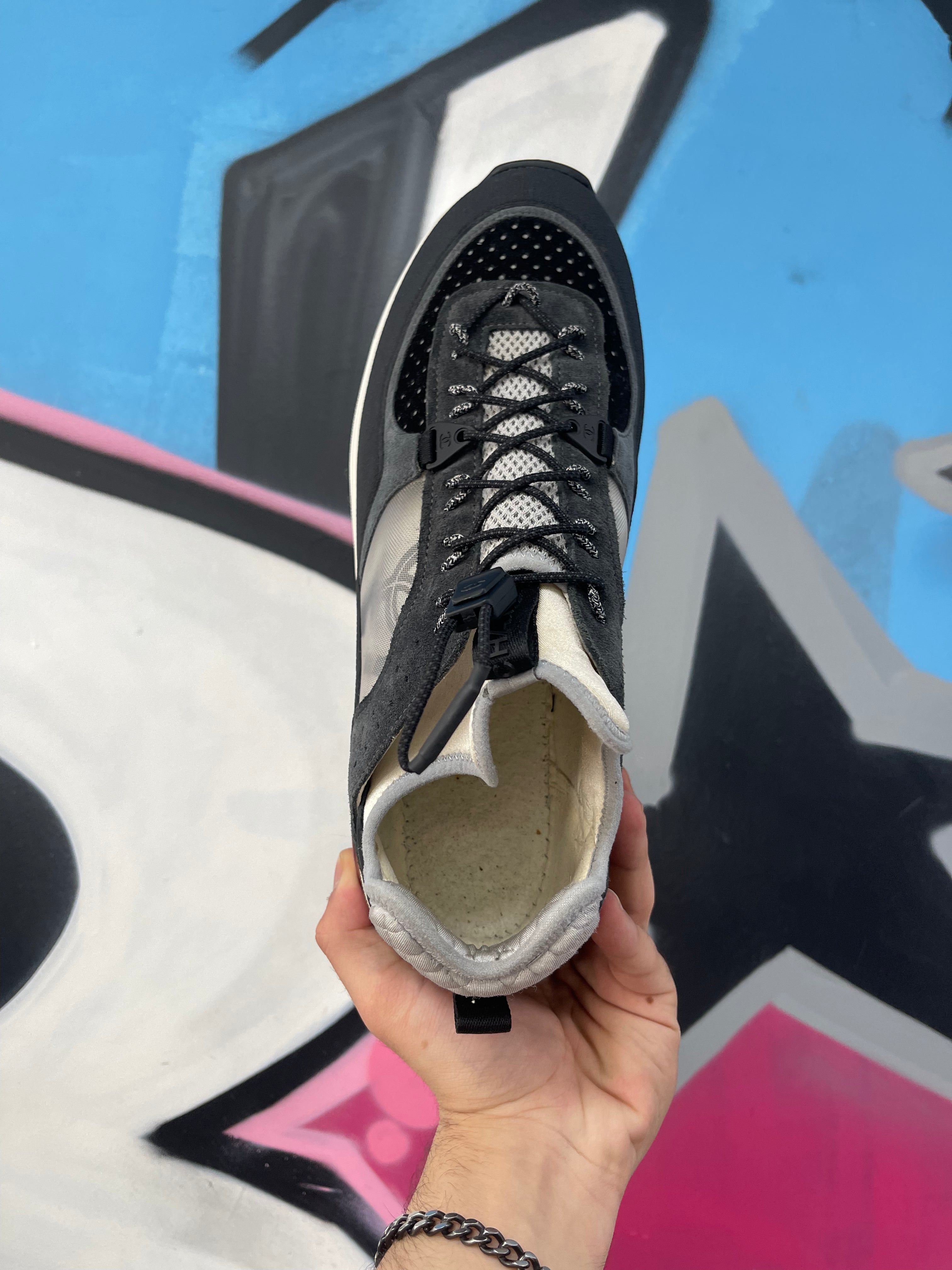 Chanel Interlocking Grey Black Sneakers