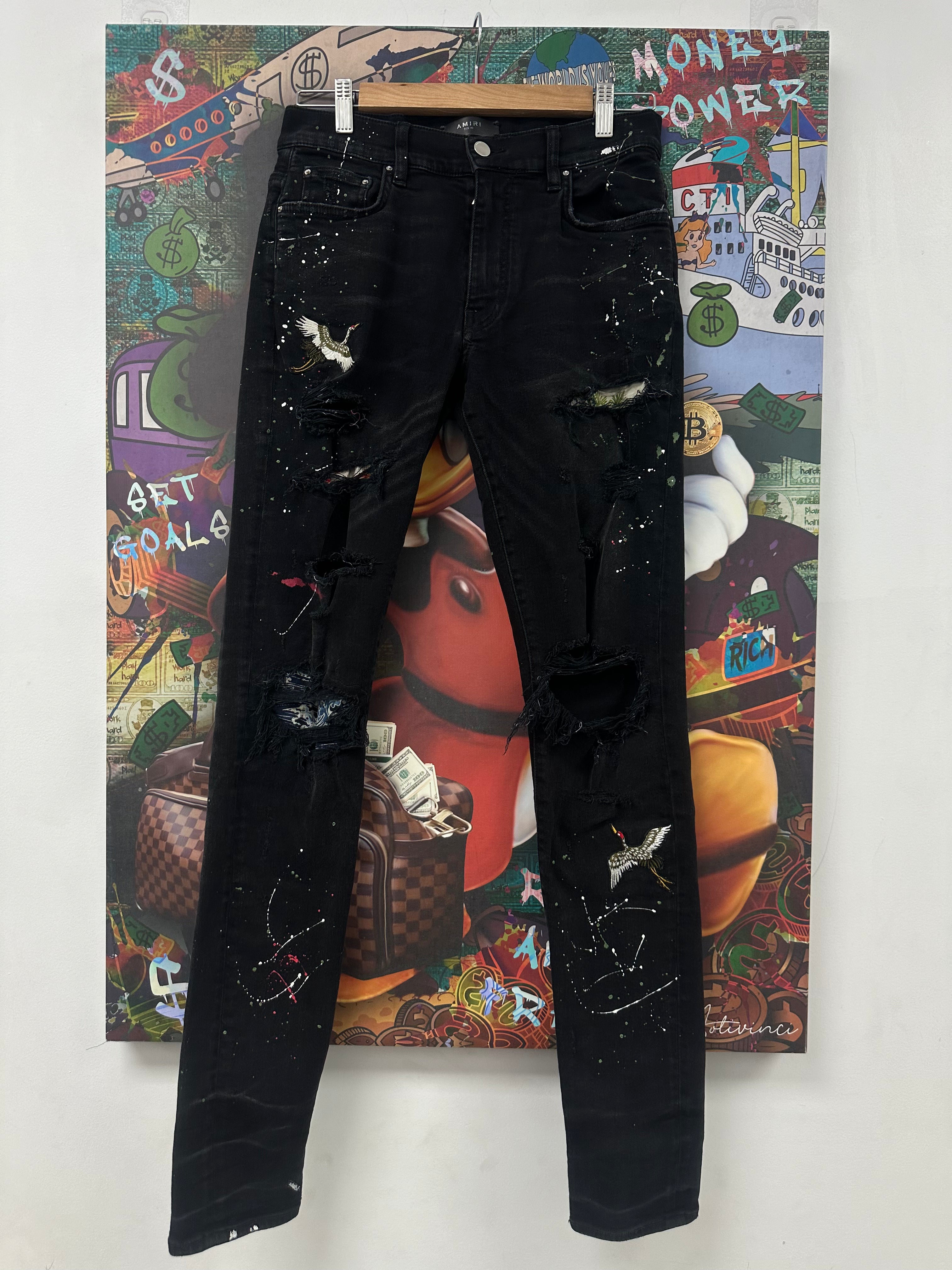 Amiri Jeans Swan Patch Black Used 30