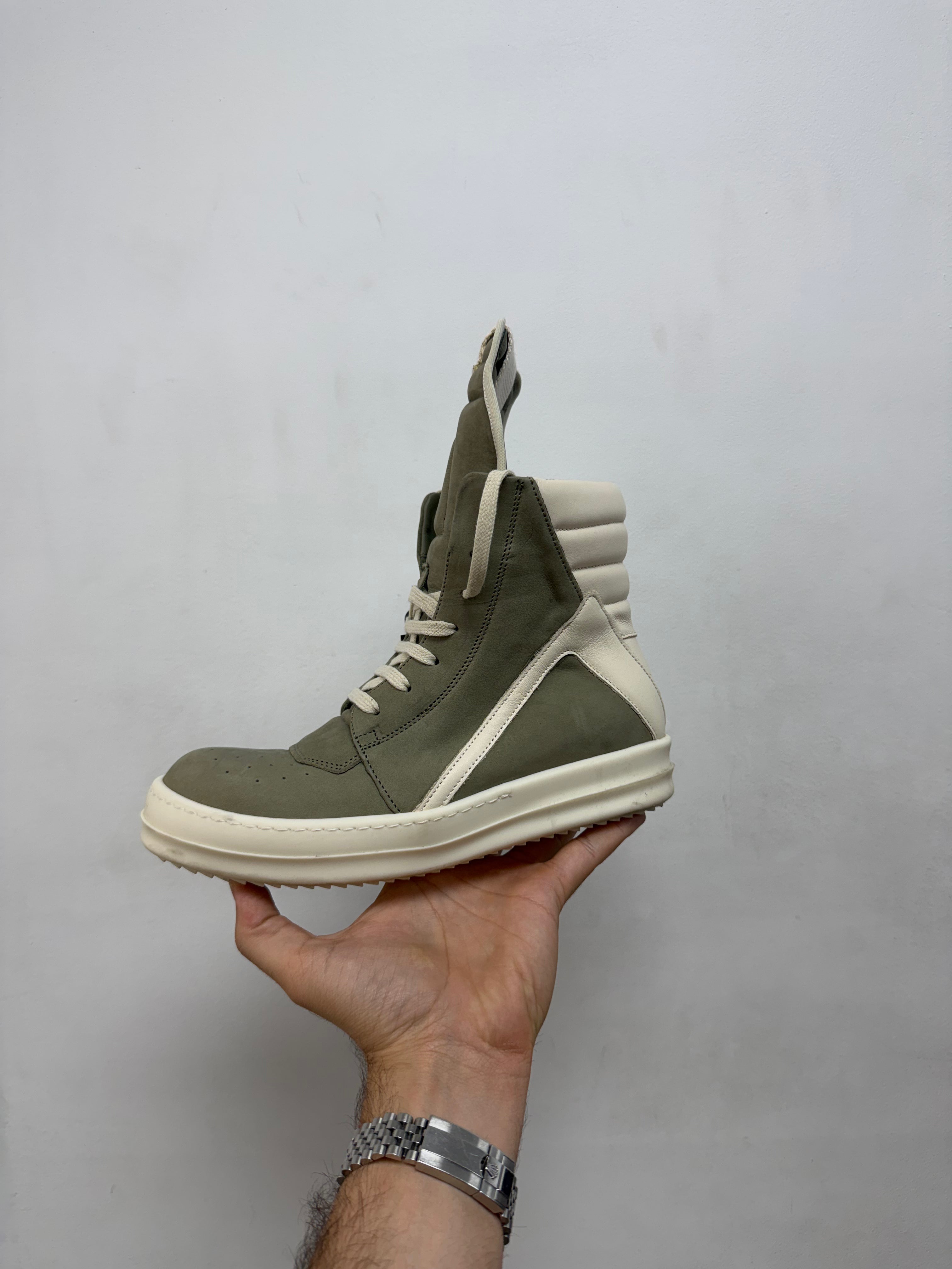 Rick Owens Geobasket Celadon & Milk Sneakers